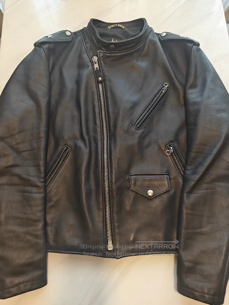Schott Schott NYC stand-up collar cable-stayed motorcycle cowhide Size US XXL / EU 58 / 5 - 7 Thumbnail