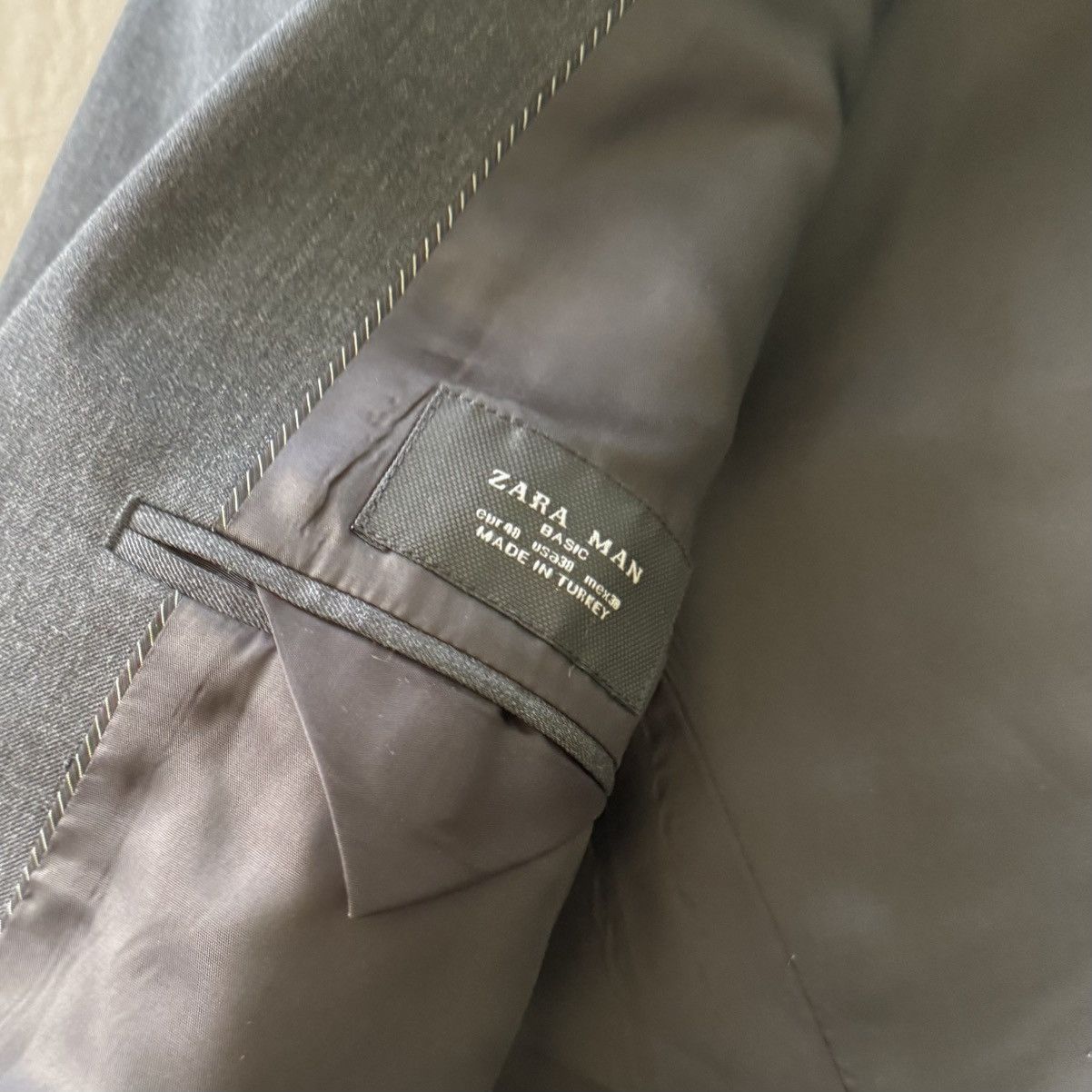 Zara Zara Man WOOL SUIT BLAZER Size 38R - 7 Thumbnail