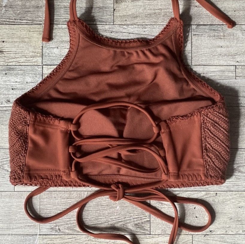 Target Basics Xhilaration, Copper/Rust Knit, Strappy, Halter Bikini Top Size M / US 6-8 / IT 42-44 - 6 Thumbnail