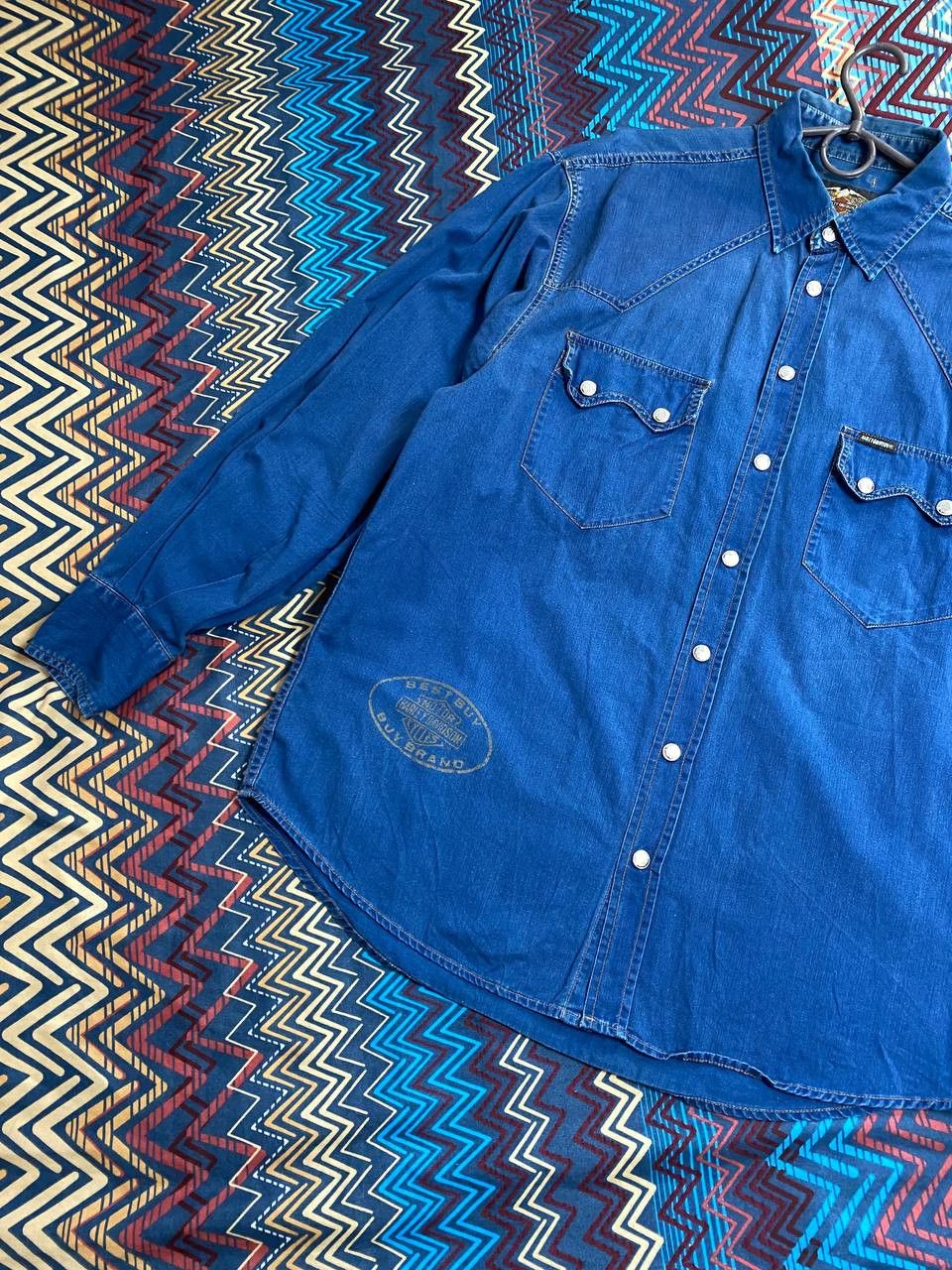 Harley Davidson × Vintage Vintage 90s Harley Davidson Denim Button Up Shirt Size US XL / EU 56 / 4 - 7 Thumbnail