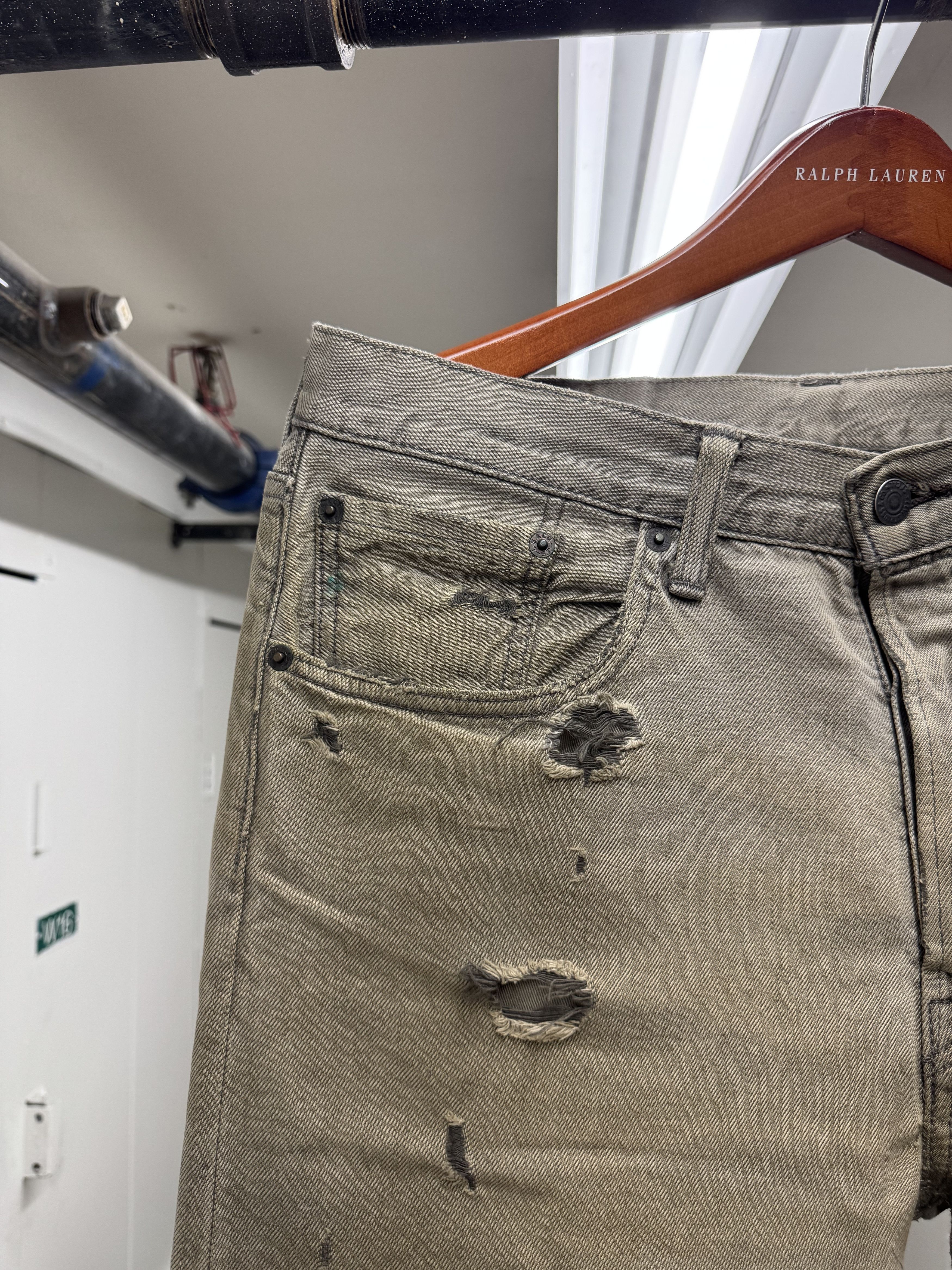 Levi's Levi's 501ct Gray Wash Distressed Tapered Jeans 31 x 32 Size US 31 - 4 Thumbnail