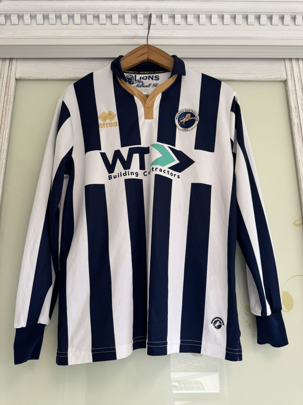 Errea Millwall 2016-2017 Home Soccer Longsleeve Jersey Football Size US S / EU 44-46 / 1 - 5 Thumbnail