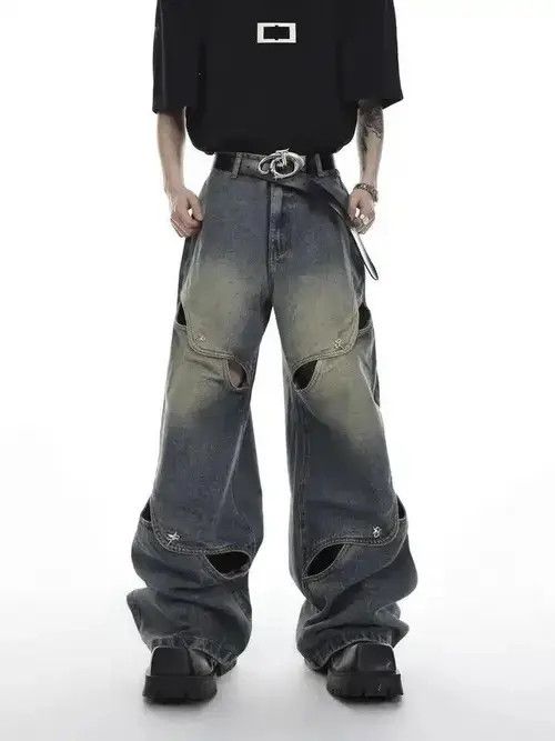 Jean Hollow Out Wide Leg Jeans Size US 29 - 1 Thumbnail
