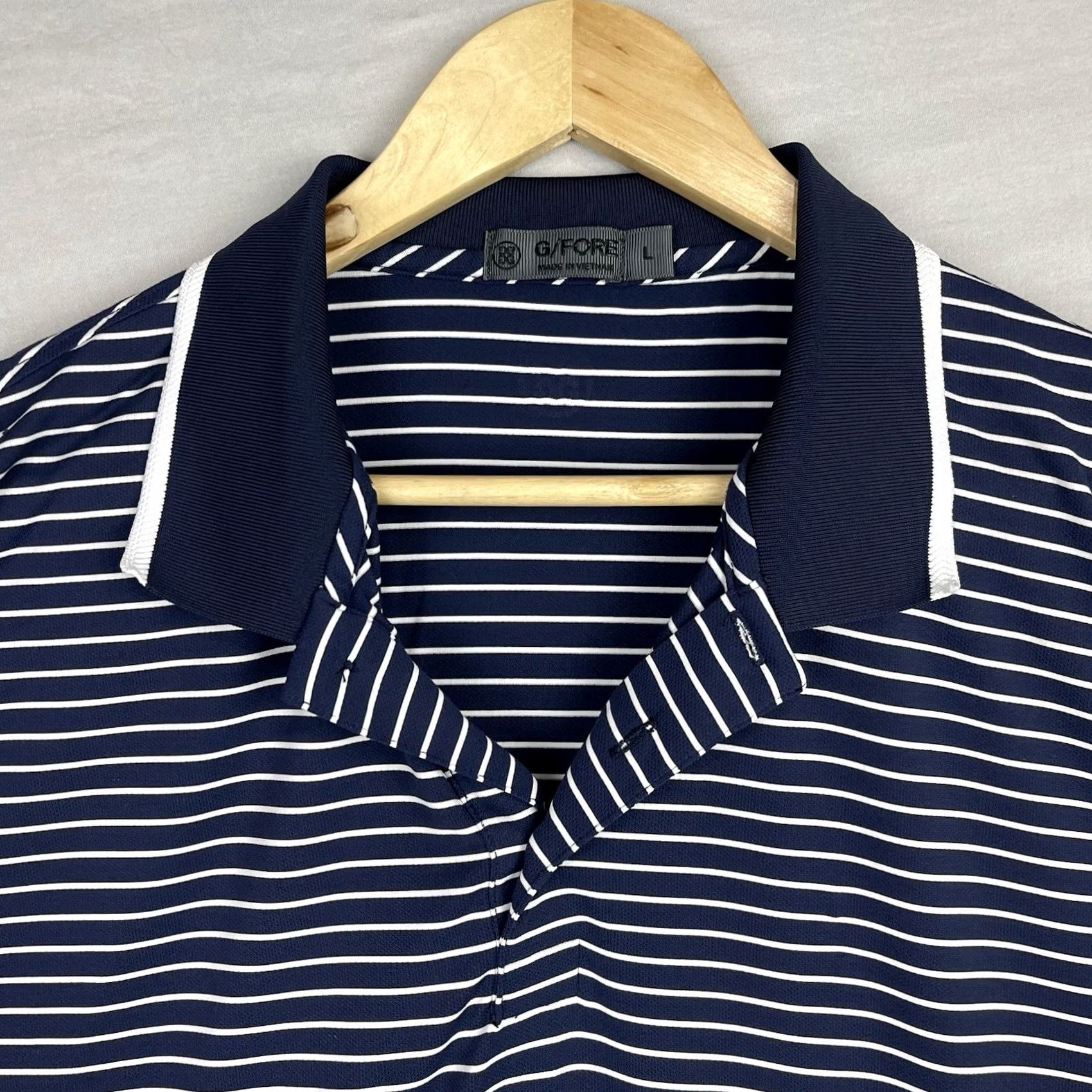 G/FORE G/Fore Shirt Polo Mens Large Navy Blue Striped Collared Stretch Button Up Golf Shirt Size US L / EU 52-54 / 3 - 2 Thumbnail