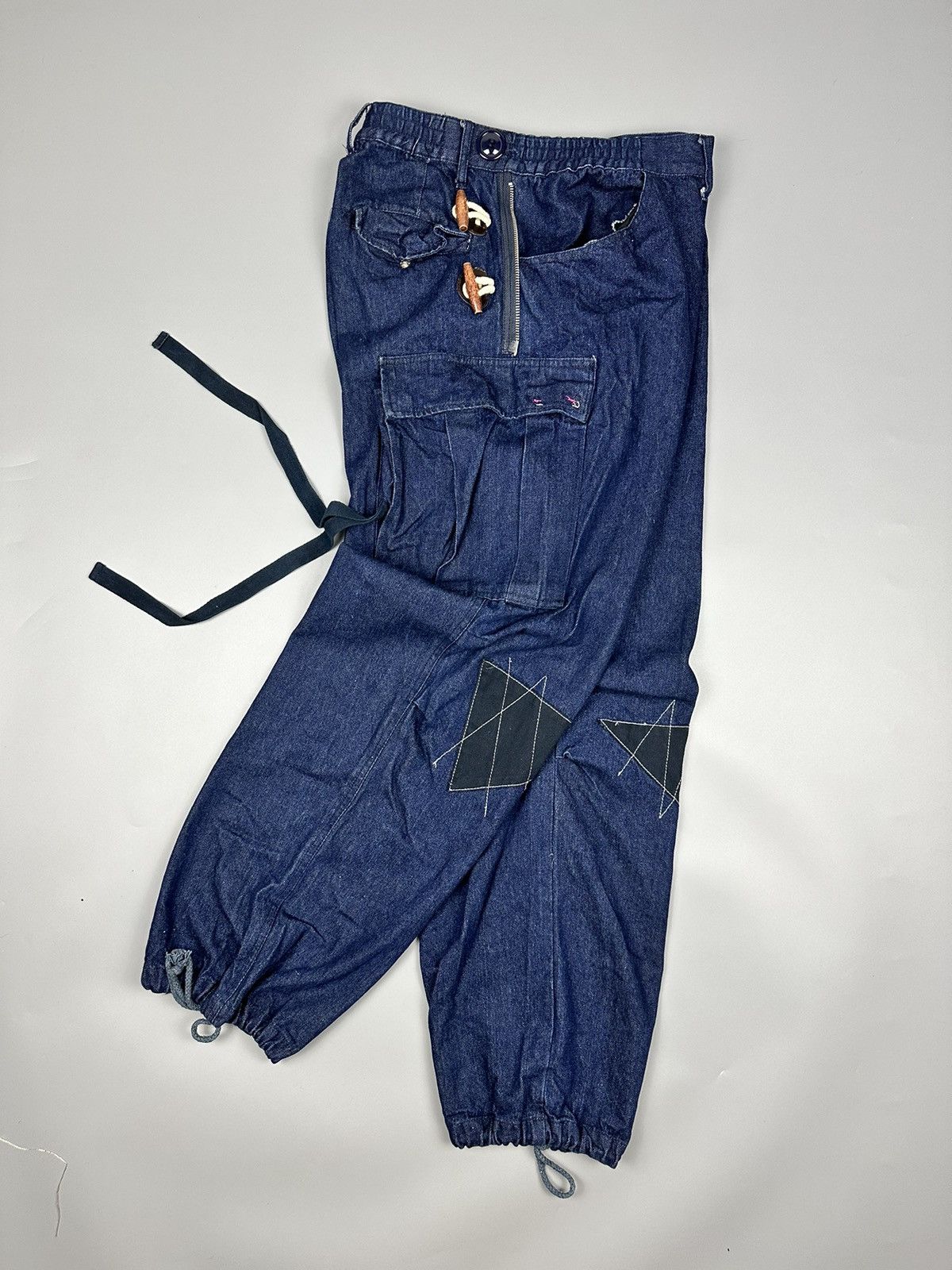 If Six Was Nine × Le Grande Bleu (L.G.B.) 🔥Rare🔥Kapital Inspired Baggy Twist Waist Sashiko Denim Size US 35 - 3 Thumbnail