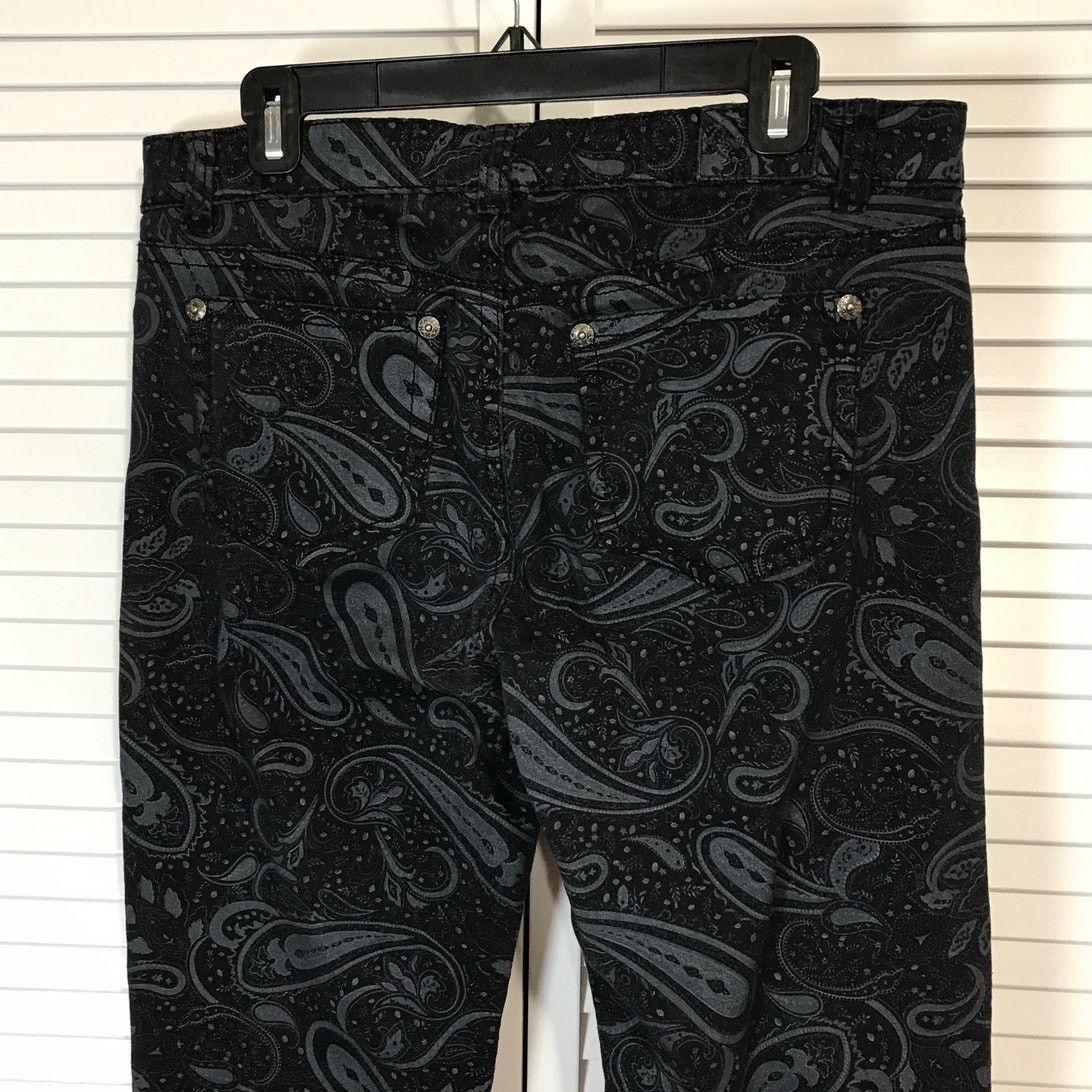 Other Royal Premium Black Denim Paisley Straight Leg Jeans 12 Size 34" / US 12 / IT 48 - 3 Thumbnail