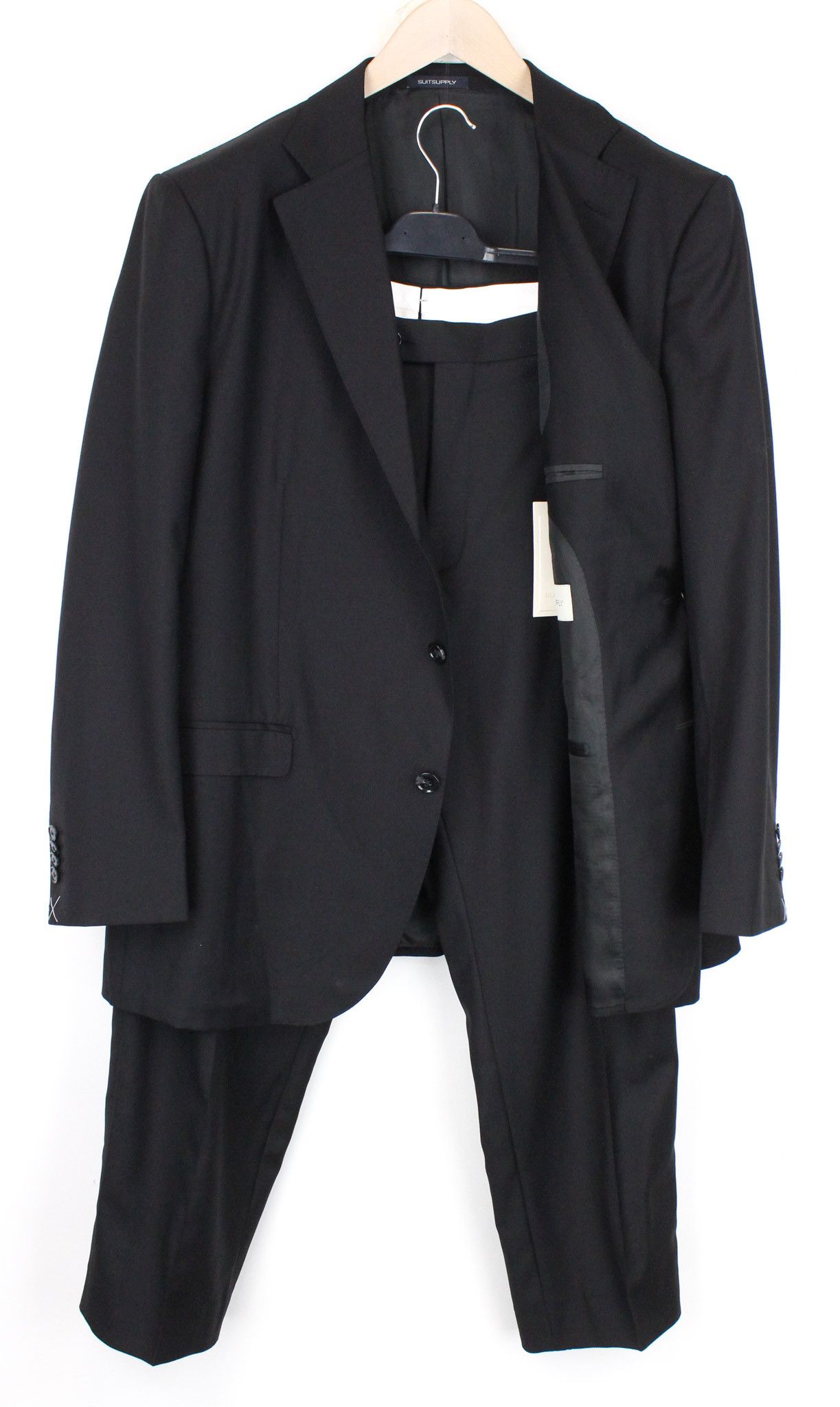 image of Suitsupply La Spalla Uk50R Wool Black Suit 68544, Men's