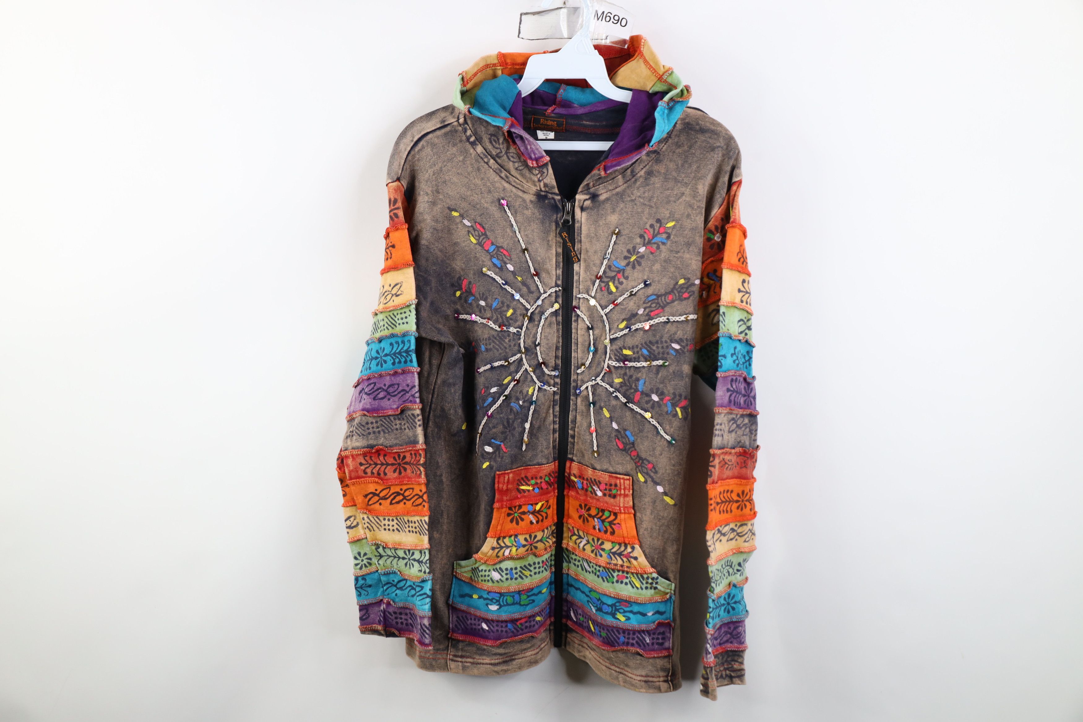 Vintage Vintage 90s Y2K Streetwear Rainbow Sequin Sun Fairy Hoodie Size M / US 6-8 / IT 42-44 - 1 Thumbnail