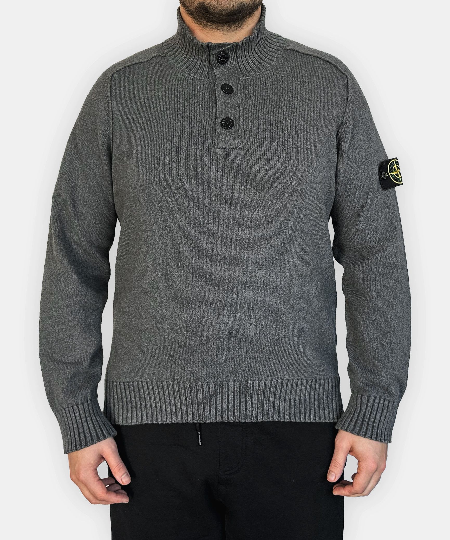 Stone Island STONE ISLAND Sweater Knit Jumper Gray Buttons Size L-XL Size US XL / EU 56 / 4 - 3 Thumbnail