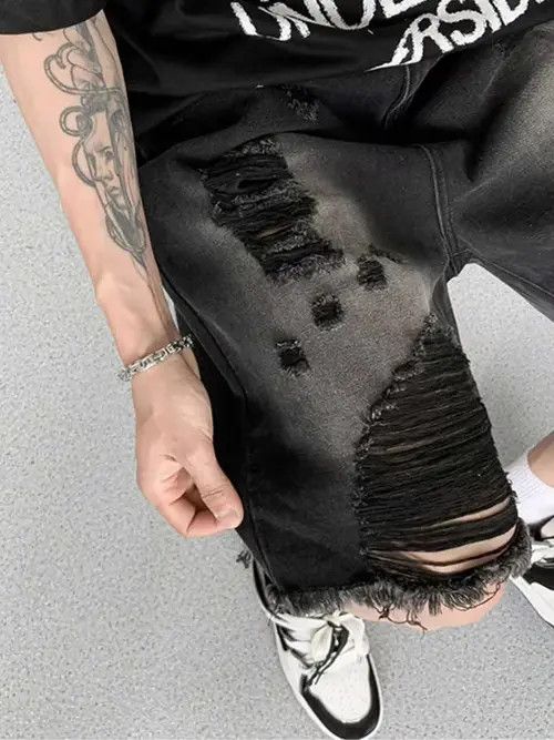 Japanese Brand Retro style loose high street ripped denim shorts Size US 28 / EU 44 - 5 Thumbnail