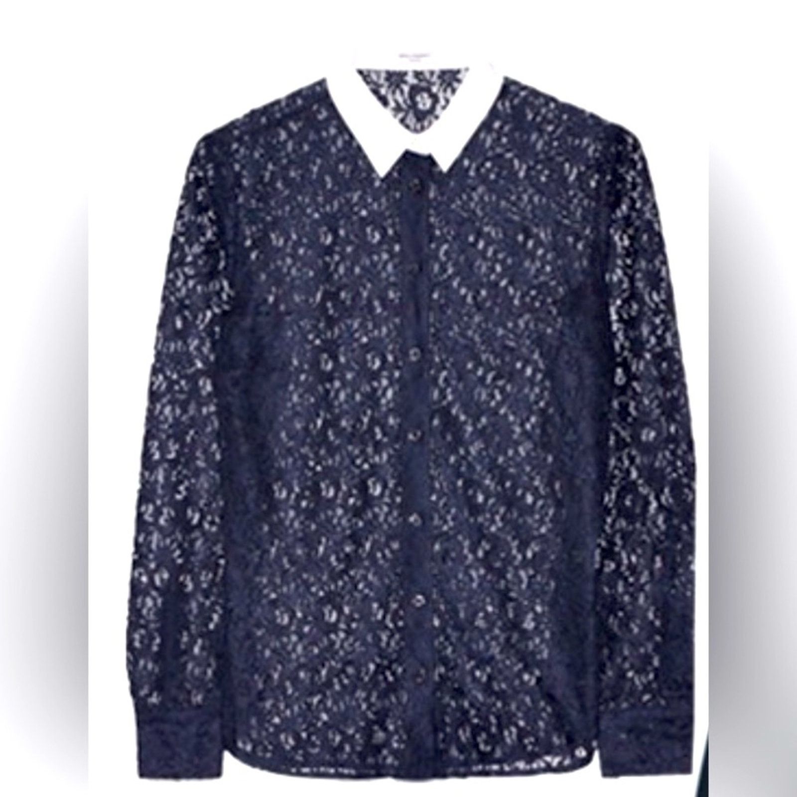 Equipment Equipment Femme $169 Navy Lace Contrast Collar Blouse S Size S / US 4 / IT 40 - 3 Thumbnail