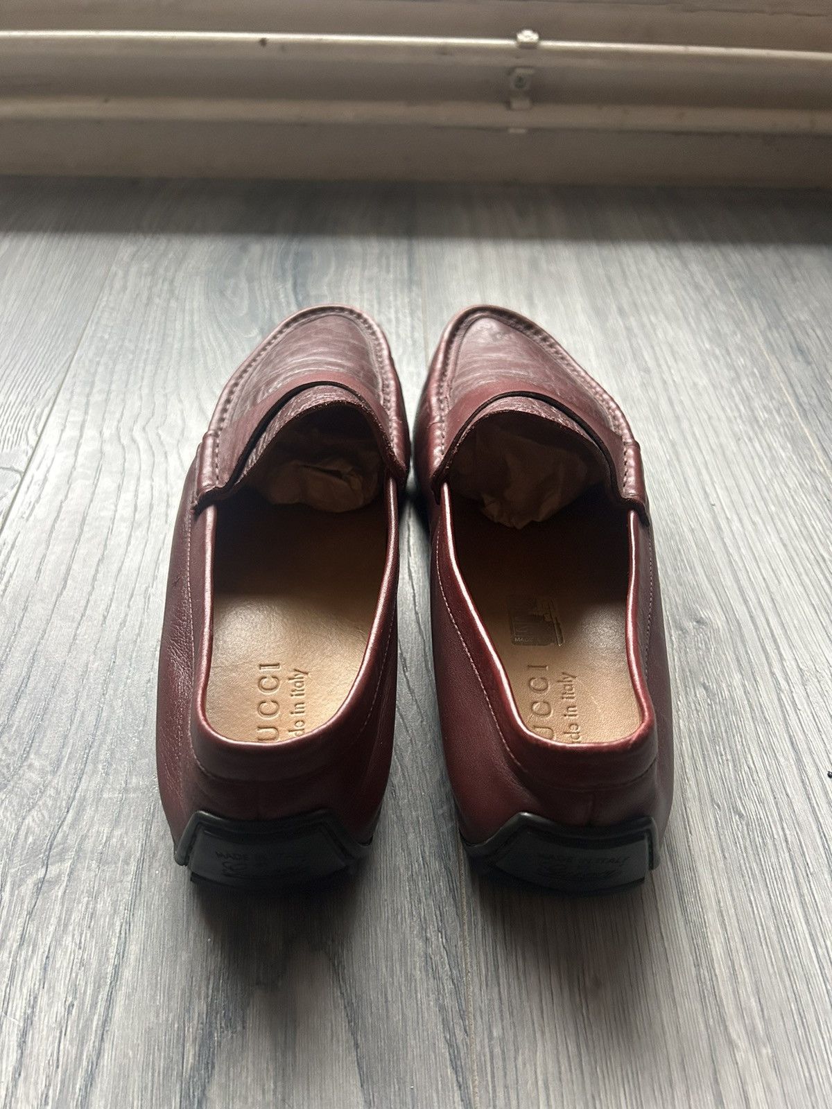 Gucci Gucci Burgundy Leather Loafers with Embossed GG Monogram Size US 7 / EU 40 - 4 Thumbnail