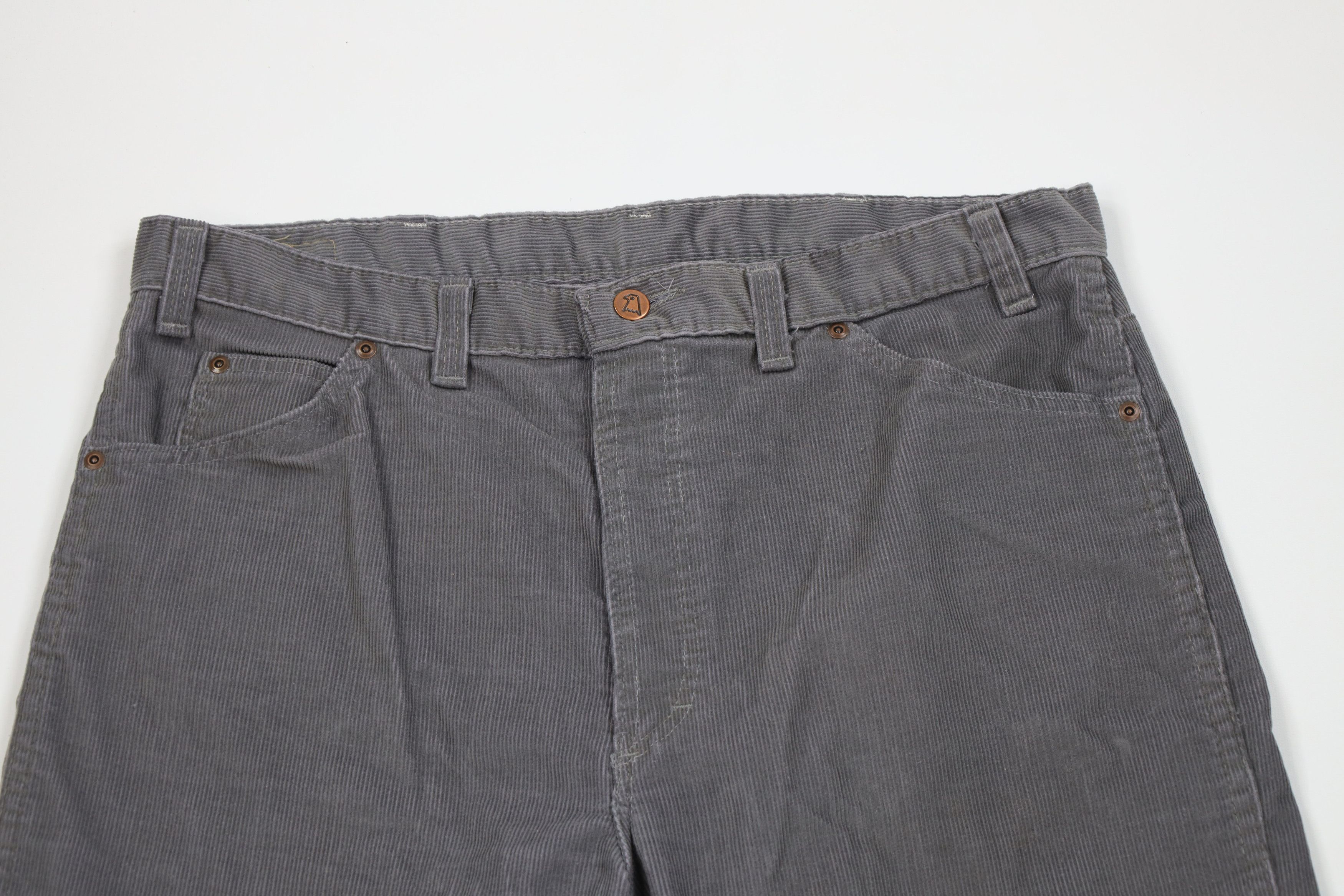 Vintage Vintage 70s Streetwear Straight Leg Corduroy Pants Gray USA Size US 38 / EU 54 - 2 Thumbnail