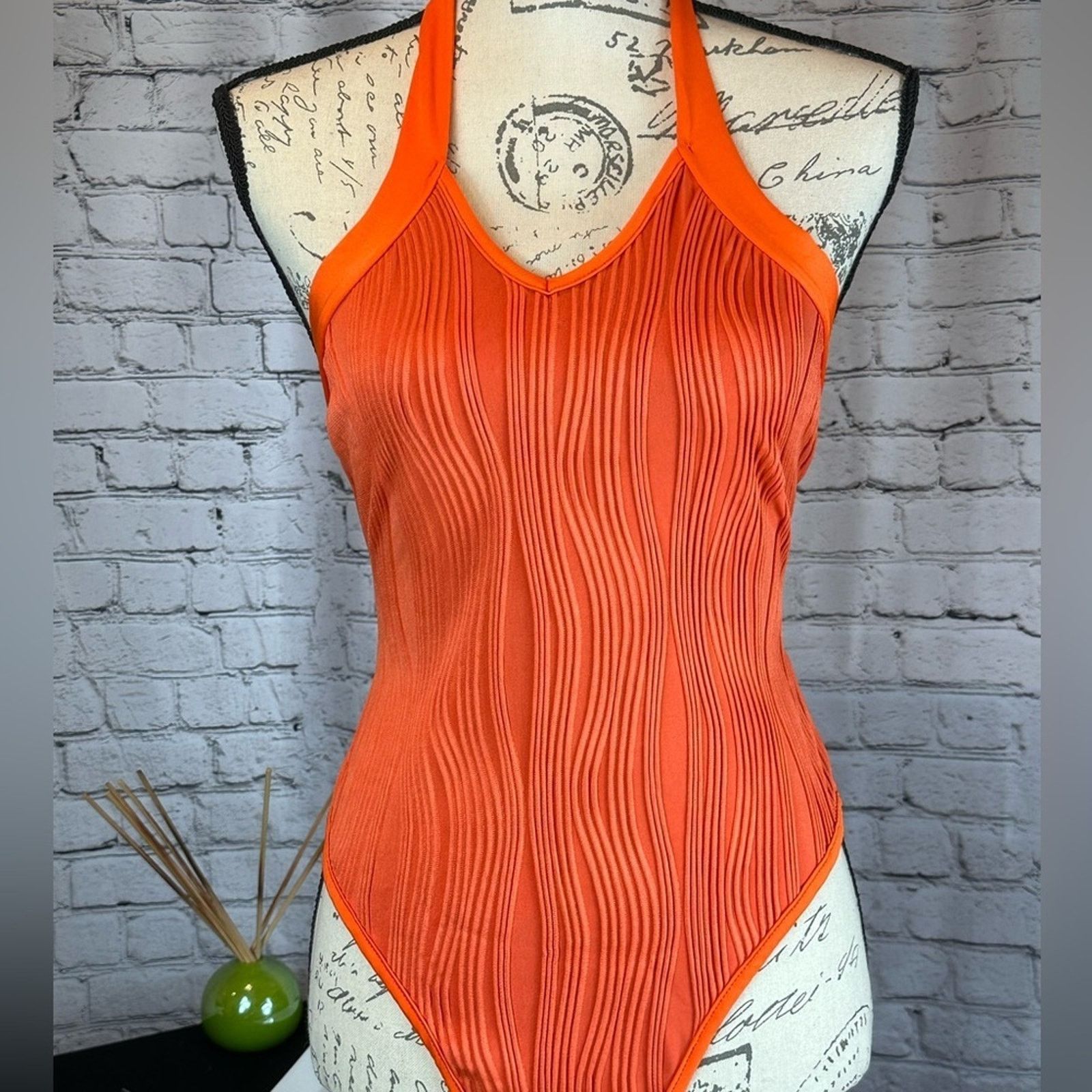 Other Crisscross Tie Backless Halter Bodysuit - Orange - 8/10 Size L / US 10 / IT 46 - 7 Thumbnail