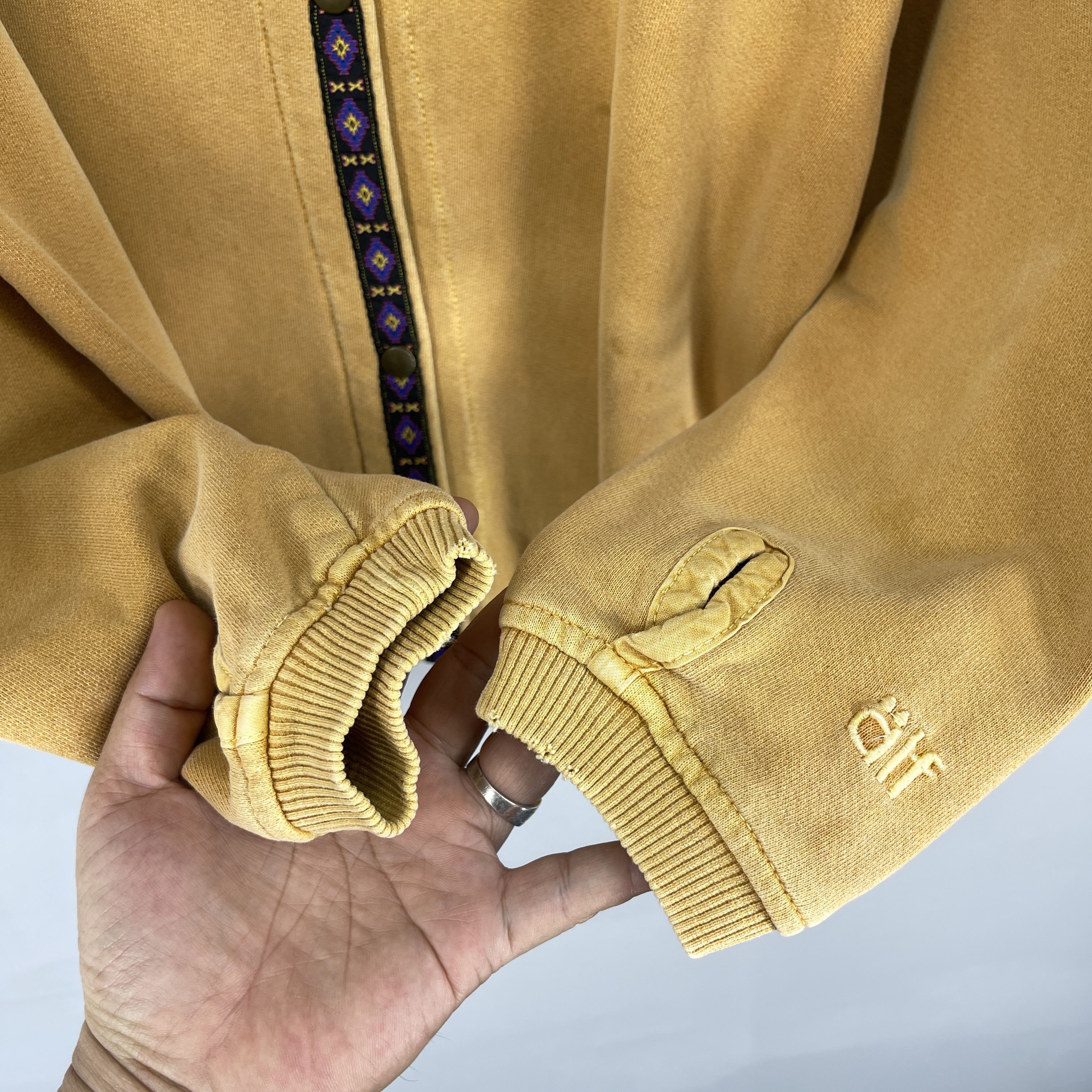 Vintage ALF Tyrolean Tape Snap Button Distressed Sweater