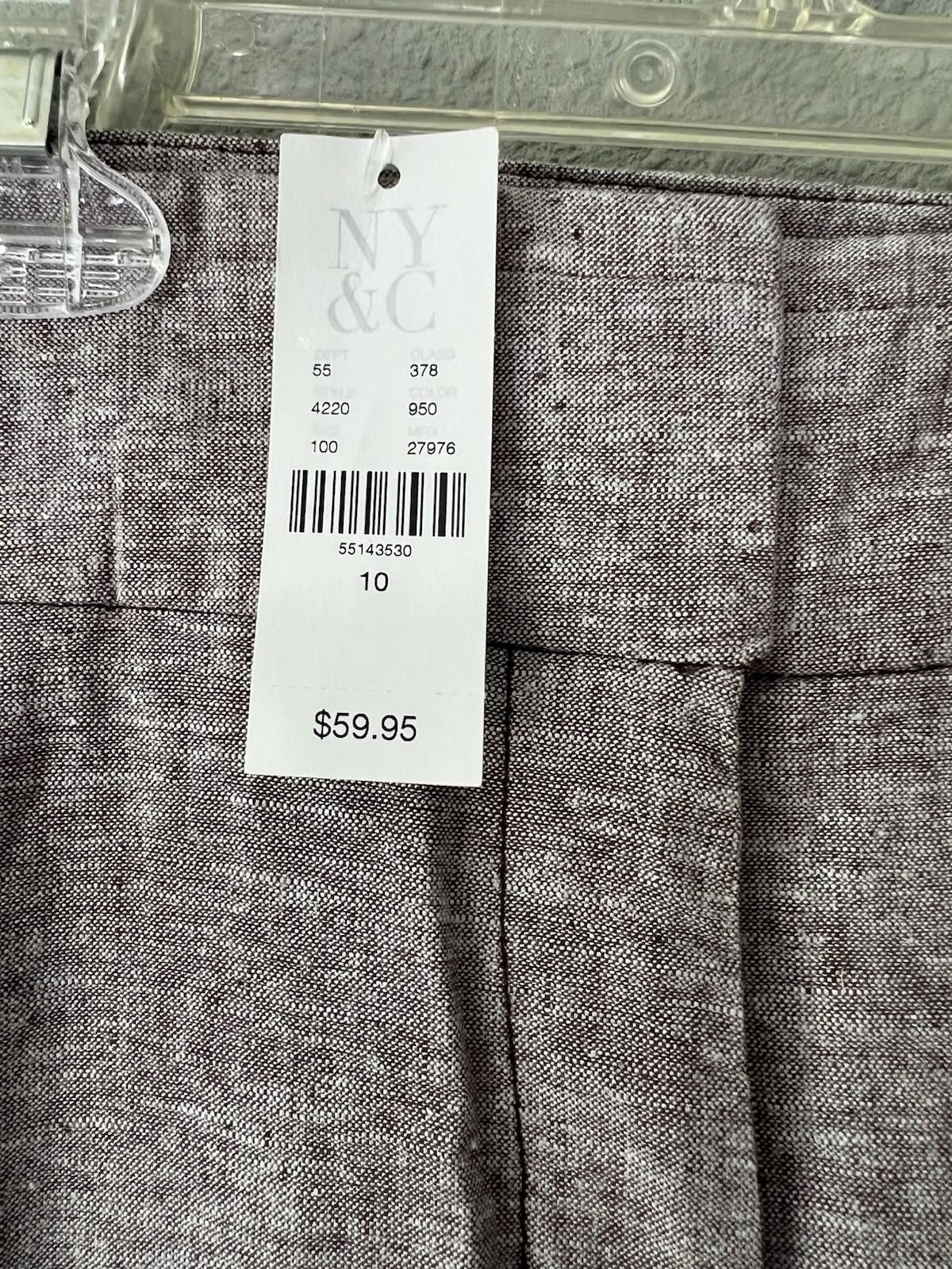 Designer New York & Co The 7th Ave Linen Blend Straight Leg Sz 10 Size 32" / US 10 / IT 46 - 3 Thumbnail