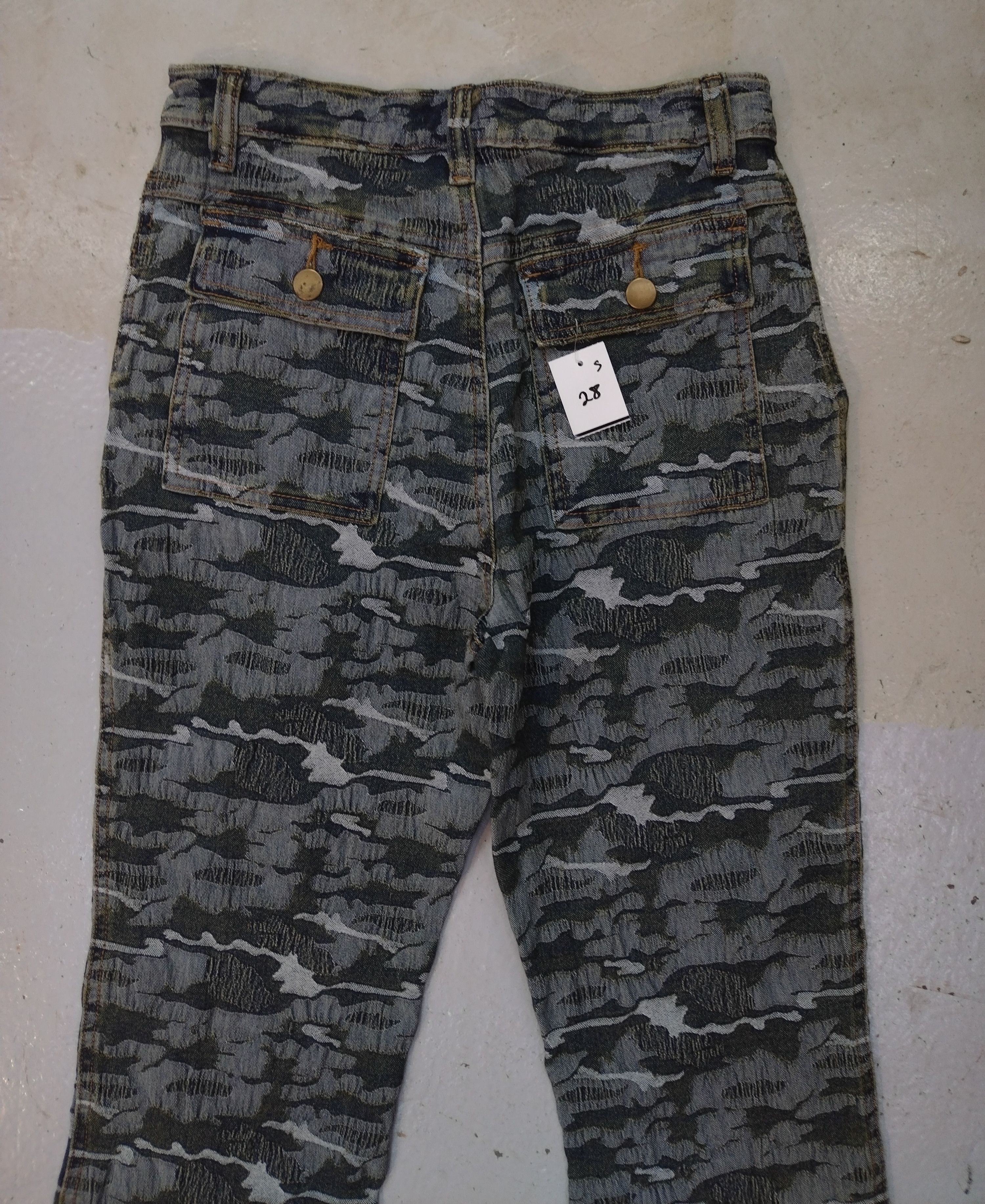 Designer Jie Bird denim jeans camouflage flared cutting Super Stretch Size 28" / US 6 / IT 42 - 3 Thumbnail