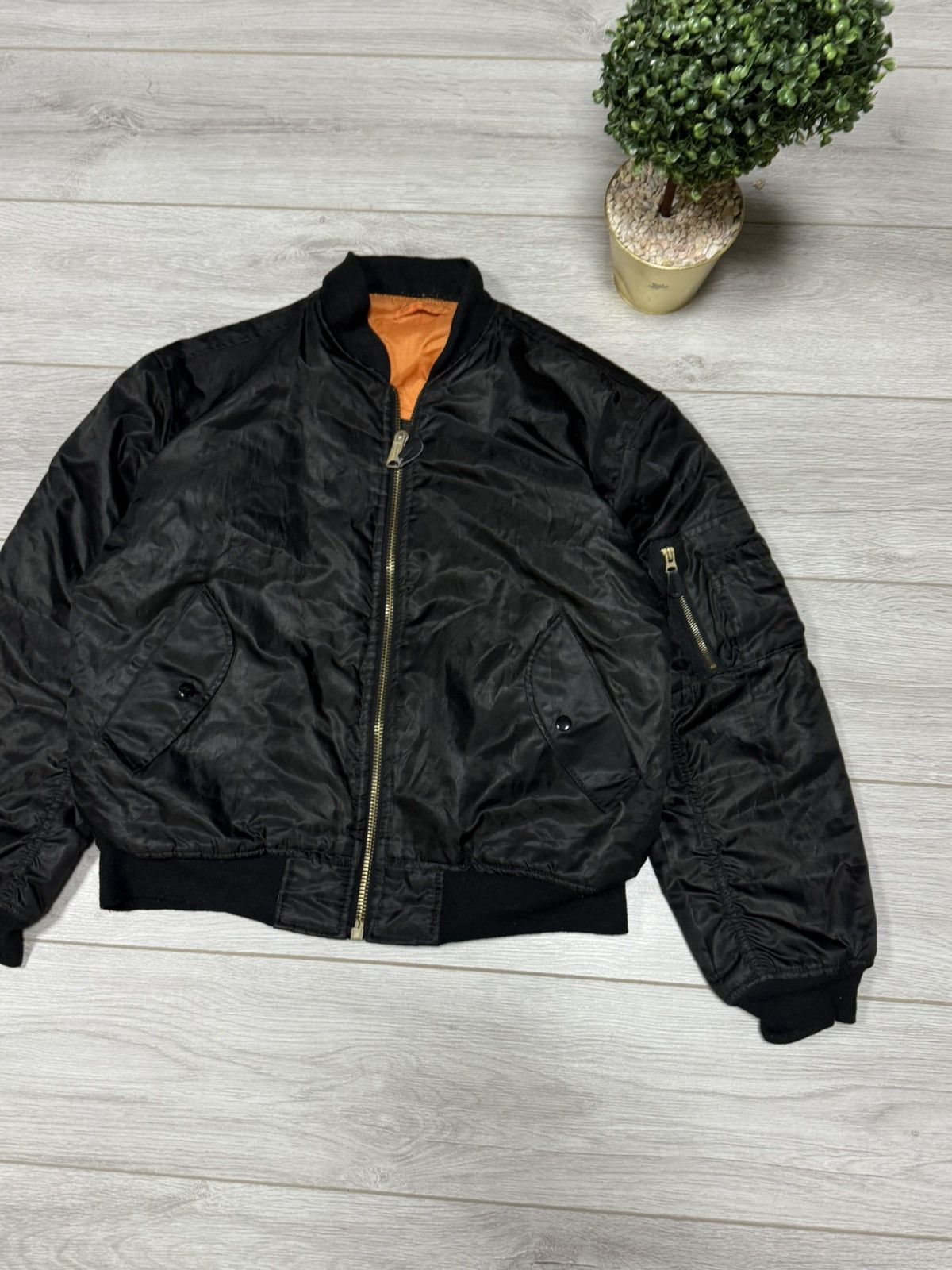 Aeronautica Militare MA-1 vintage mil tec USA shimmering bomber jacket zip Size US M / EU 48-50 / 2 - 2 Thumbnail