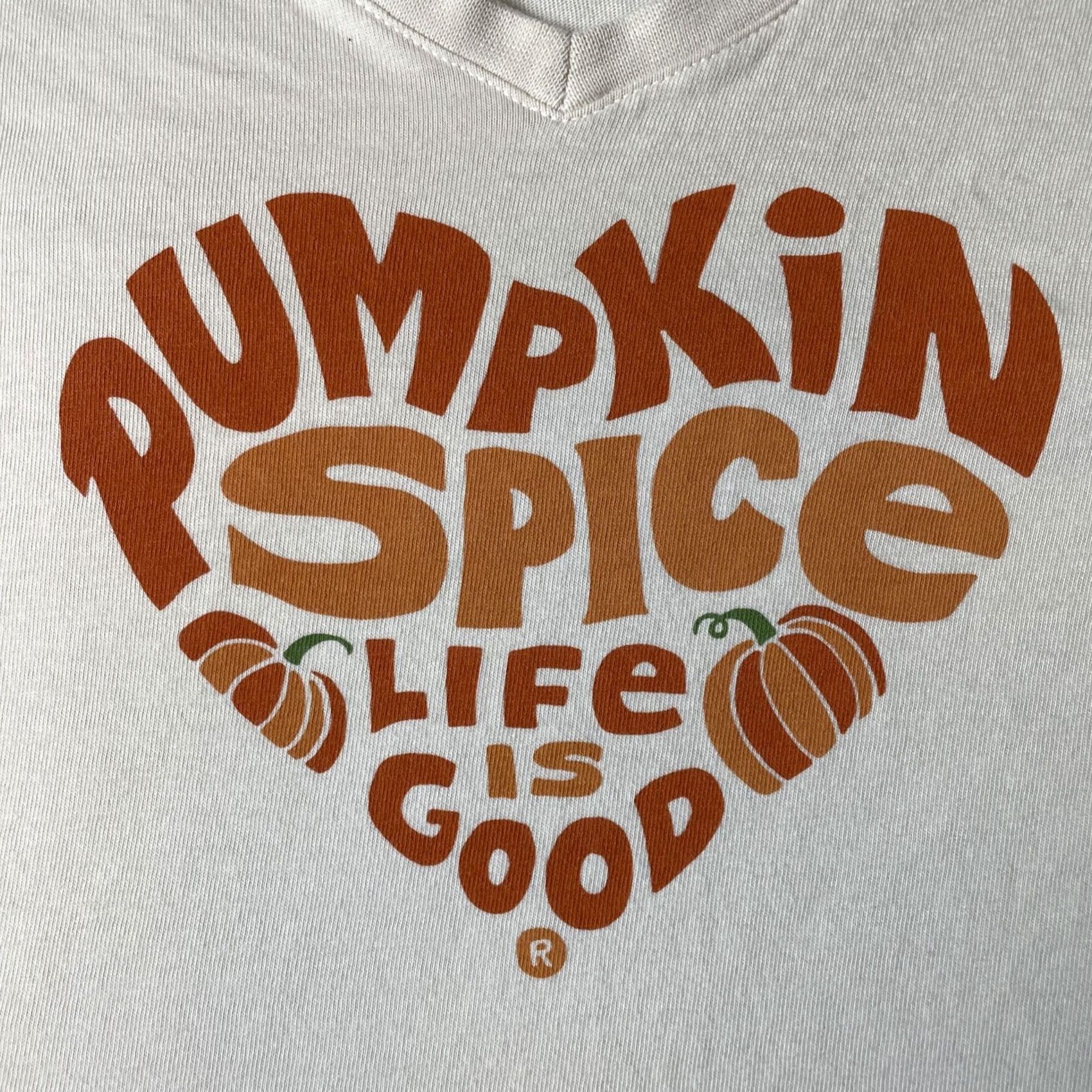 Life is Good Life is Good Pumpkin Spice T-shirt Ivory Orange Heart Size L Womens Short Sleeve Size L / US 10 / IT 46 - 2 Thumbnail