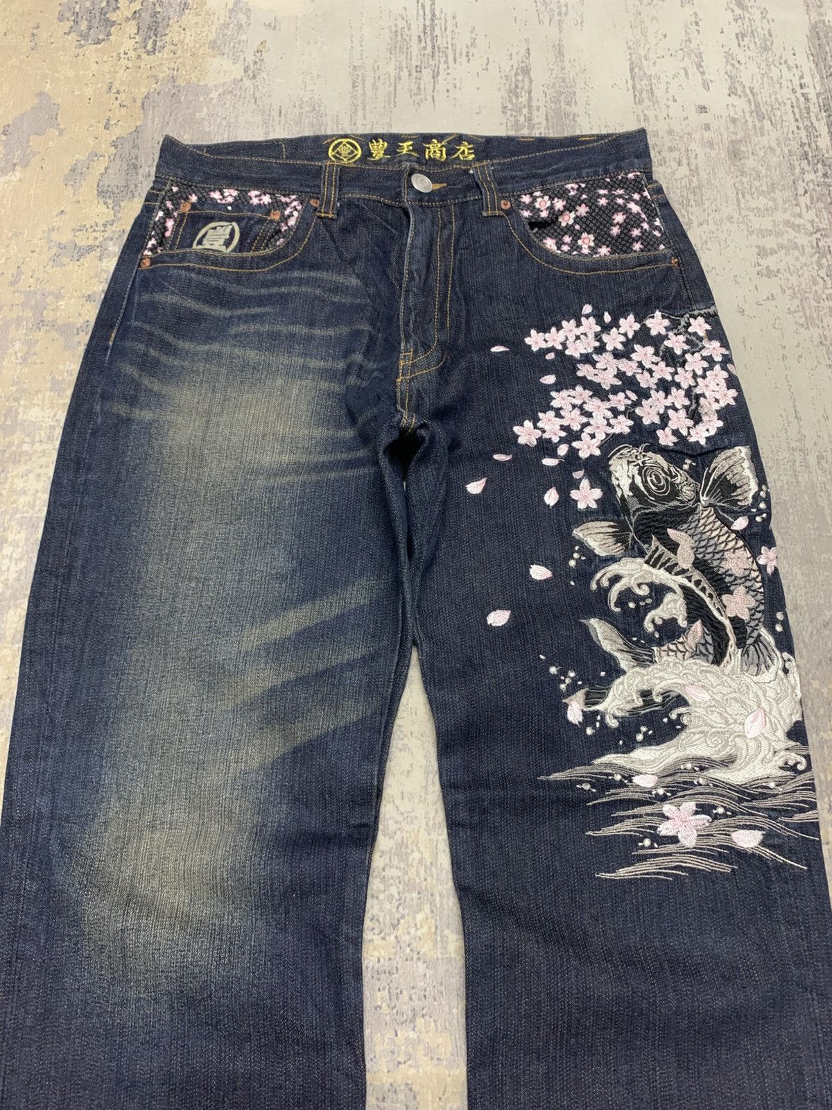 Japanese Brand Japanese Brand Kara Kuri Style Embroidery Sukajan Jeans Size US 33 - 2 Thumbnail