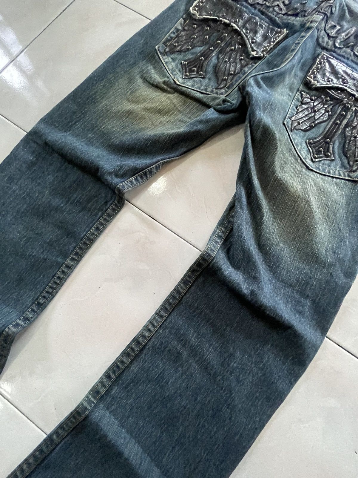Japanese Brand × Tornado Mart Classical Elf Studded Leather Crafted Muddy Wash Denim Jeans Size US 30 / EU 46 - 10 Thumbnail
