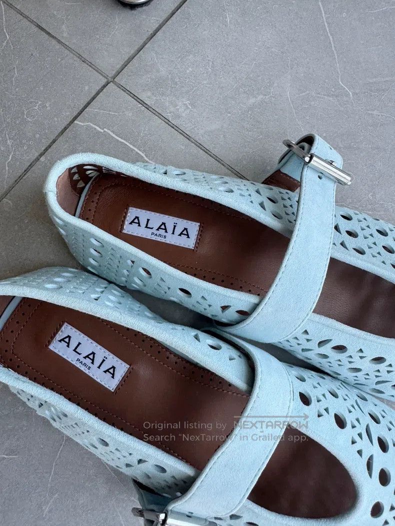 Alaia Alaia Blue Openwork Ballet Shoes, Imported Sheepskin Mater Size US 6.5 / IT 36.5 - 7 Thumbnail