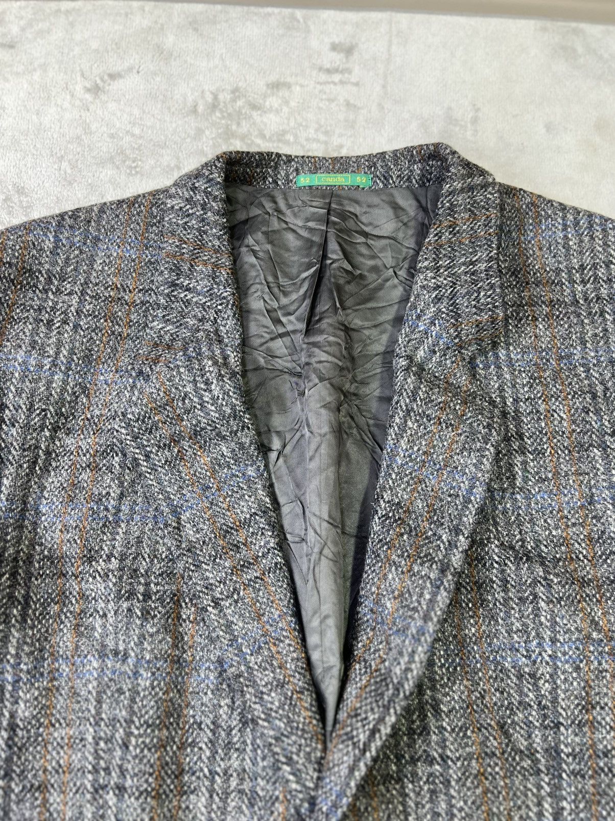 Harris Tweed Canda Wool Tweed Blazer Grey Herringbone Jacket Size 52 Size 52S - 2 Thumbnail