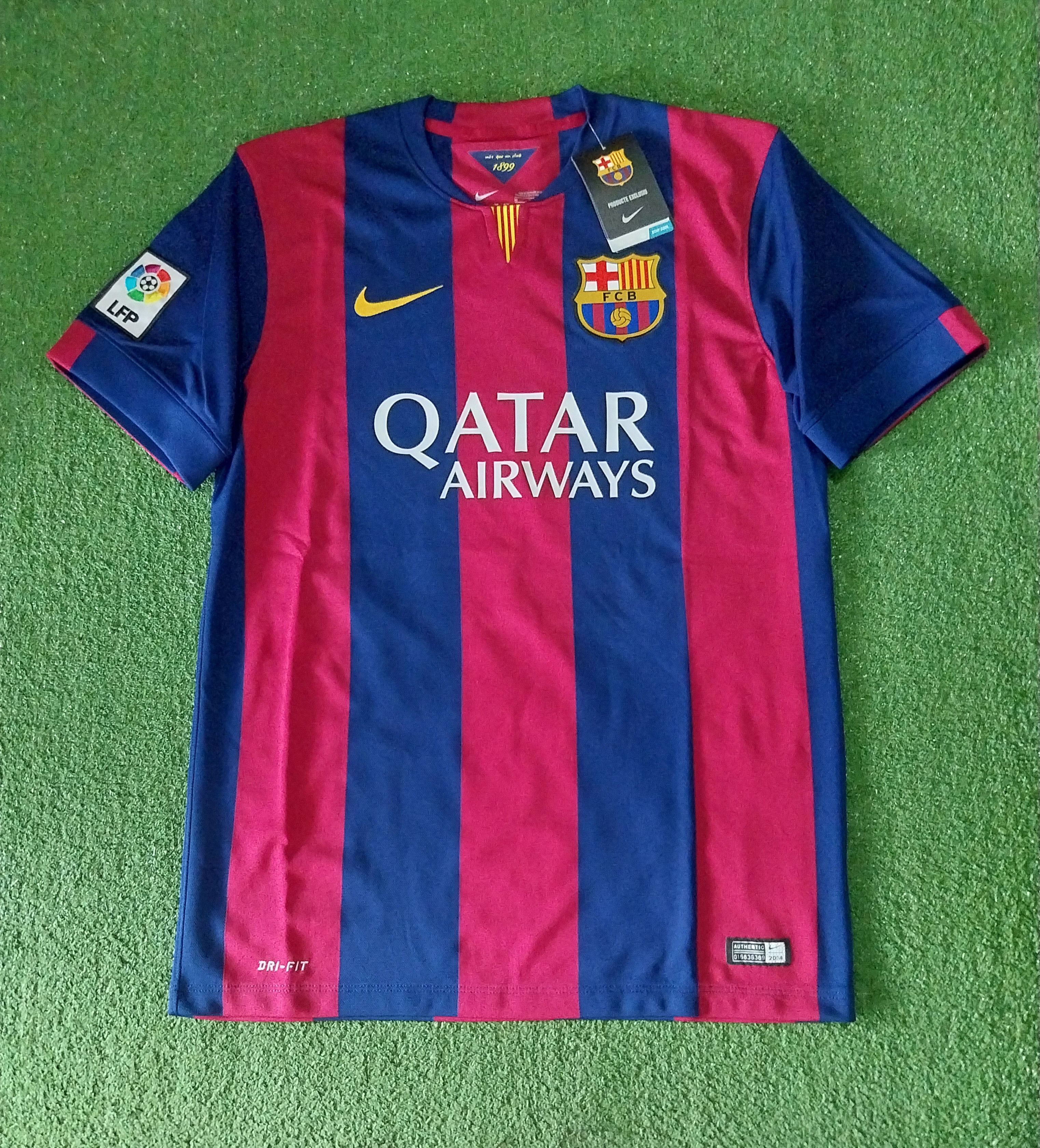 image of Nike x Soccer Jersey Barcelona Home 2014/2015 Lionel Messi Jersey Football in Blue Red (Size Medium