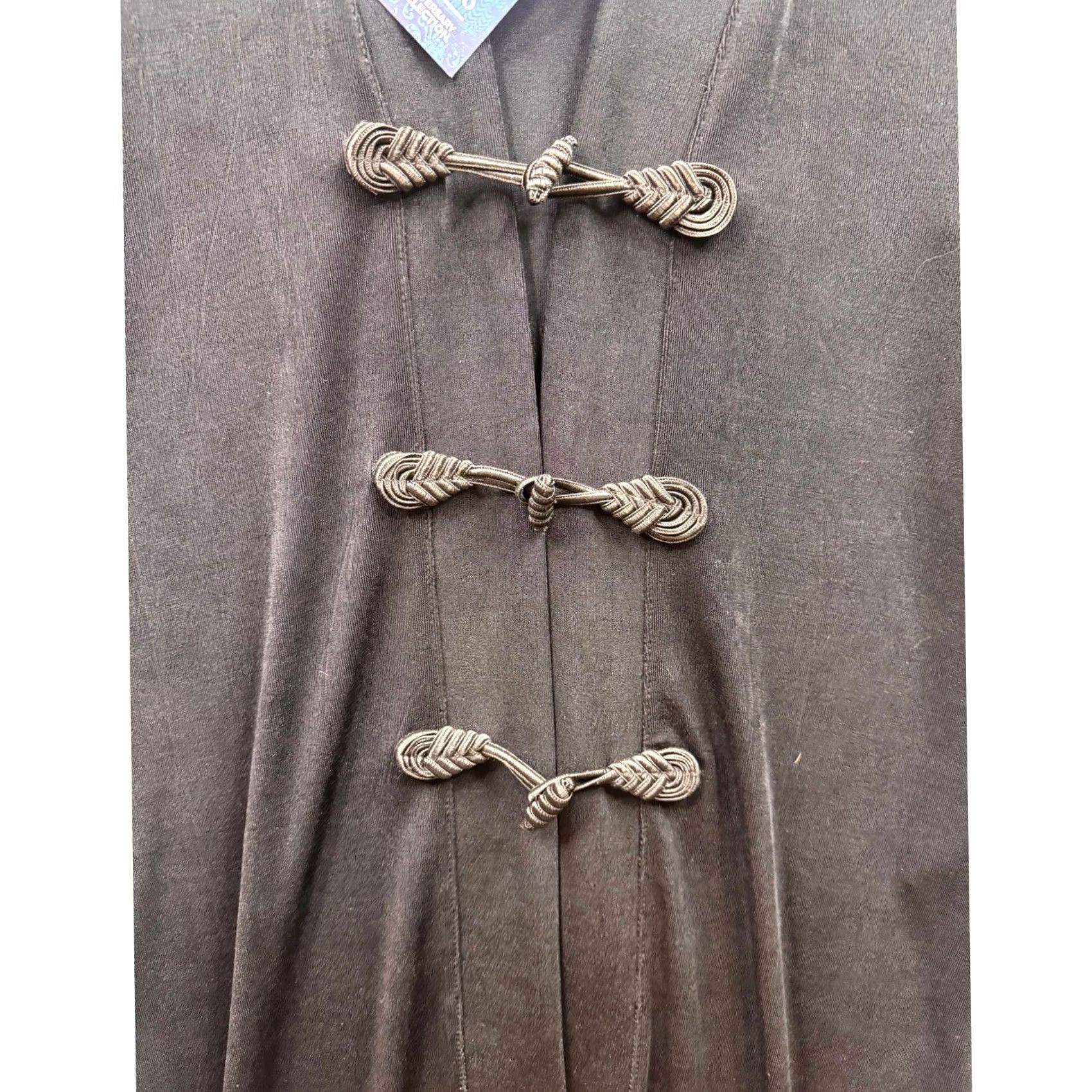 Vintage Chico's Travelers 35th Anniversary Black Frog Toggle Longline Cardigan 00P XXSP Womens Cardigan Longline Black 00P Travel Workwear Mens? Size XXS / US 00 / IT 34 - 2 Thumbnail