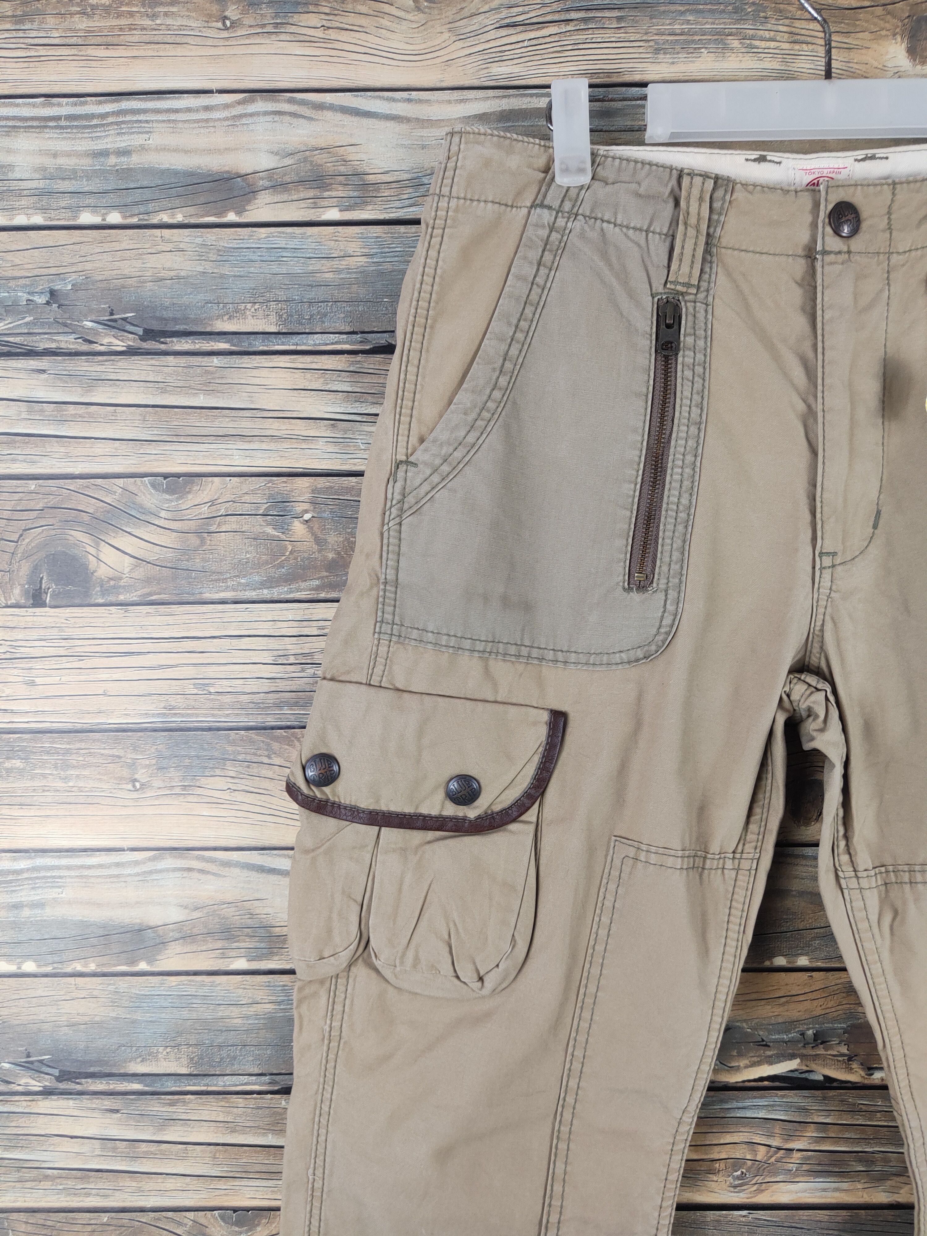 Japanese Brand DL Edwin-Blue Trip Beige Multipocket Cargo Pants #sp46-264T Size US 32 / EU 48 - 3 Thumbnail