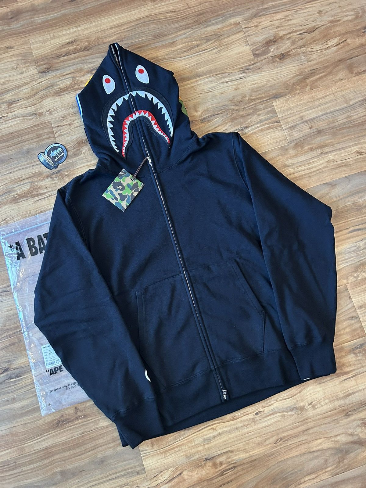 NEW Bape Black Shark Full Zip Hoodie