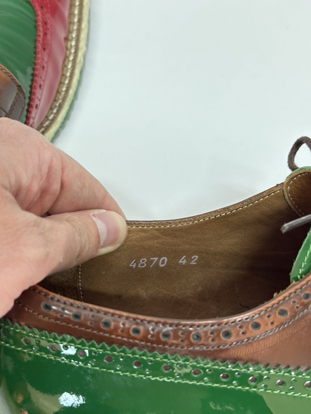 Prada PRADA Men’s Tri Color Brogue Patent Leather Derby Shoes Size US 9 / EU 42 - 12 Thumbnail