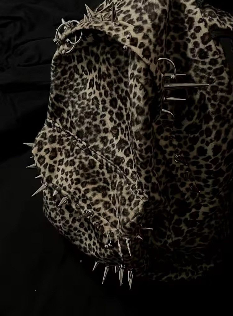 Other Punk Leopard Rivet Backpack Large Capacity Bag Unisex Size ONE SIZE - 6 Thumbnail