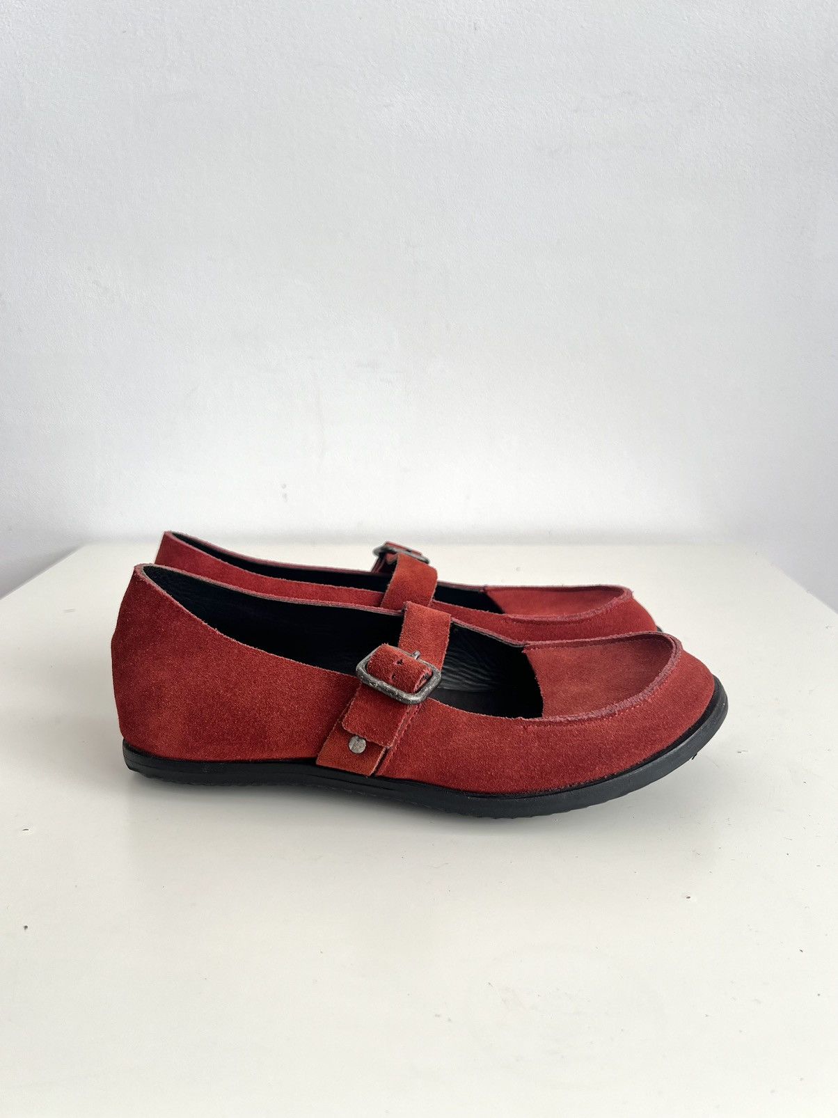 Ann Demeulemeester 🇺🇸Cliff Dweller x Cydwoq Mary Jane Red Suede Shoes Size US 7 / IT 37 - 3 Thumbnail