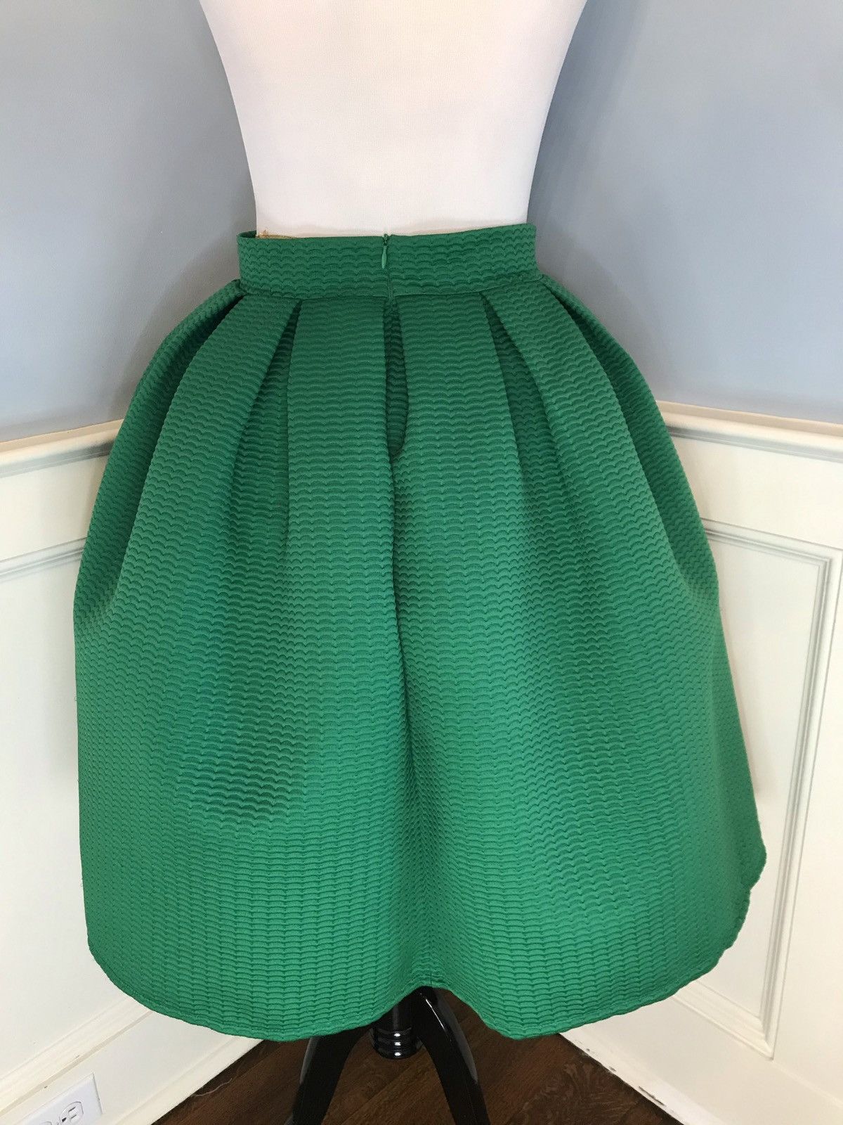 Other Retro Repro Vintage Look Green Full Box Pleat Midi Skirt Sz M Size 29" - 4 Thumbnail