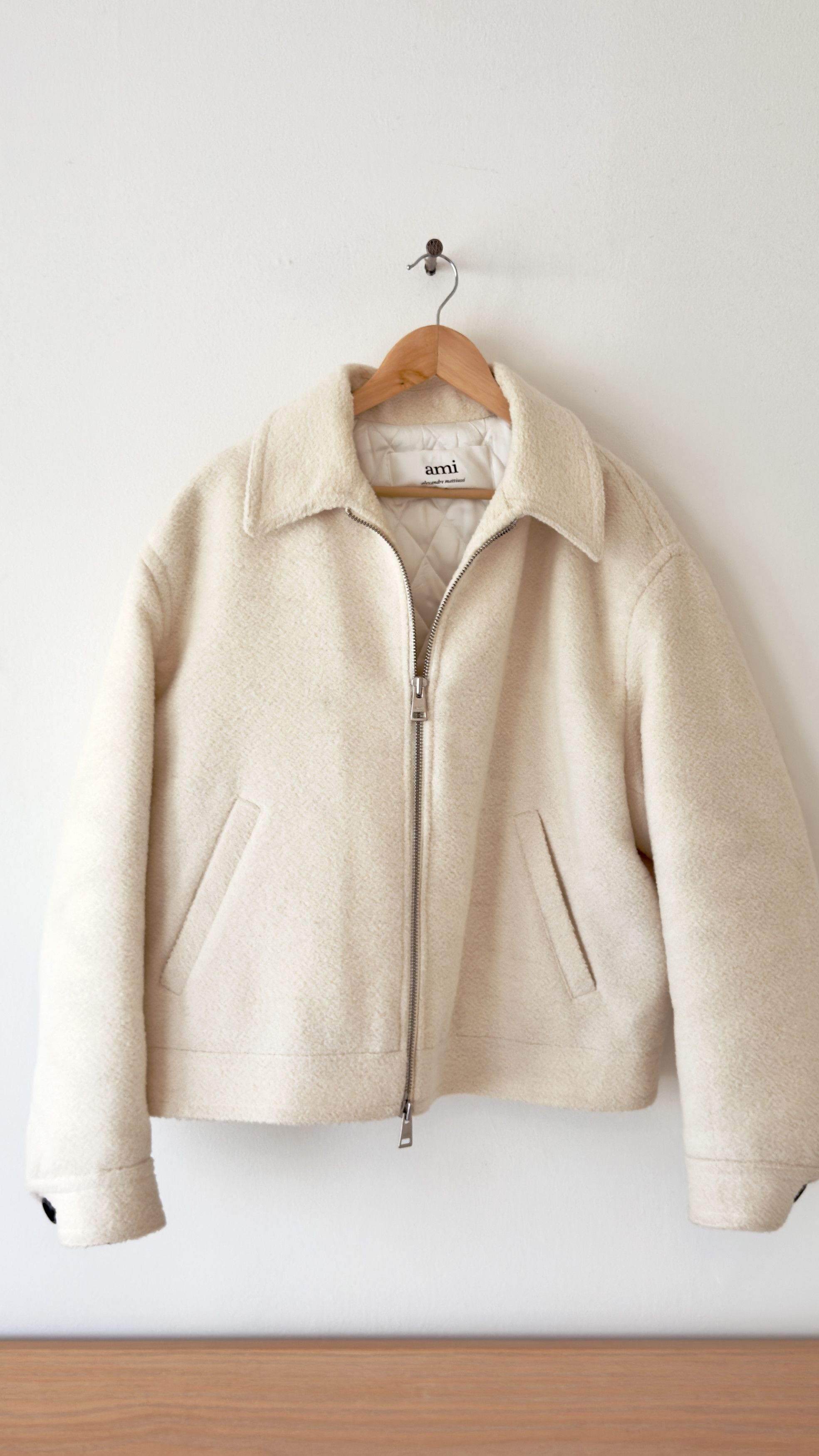 AMI Bouclè-ish Quilted-Lined Wool Zip Jacket Size US L / EU 52-54 / 3 - 1 Thumbnail
