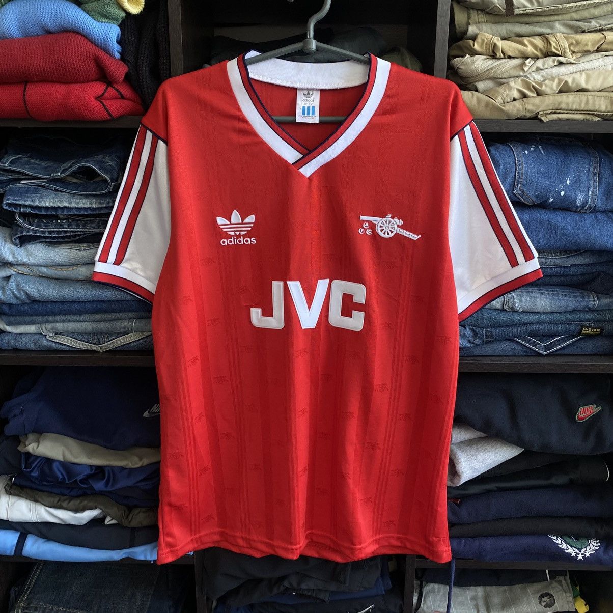 Adidas Vintage RARE Adidas FC Arcenal 1986 JVC home soccer jersey Size US M / EU 48-50 / 2 - 1 Thumbnail