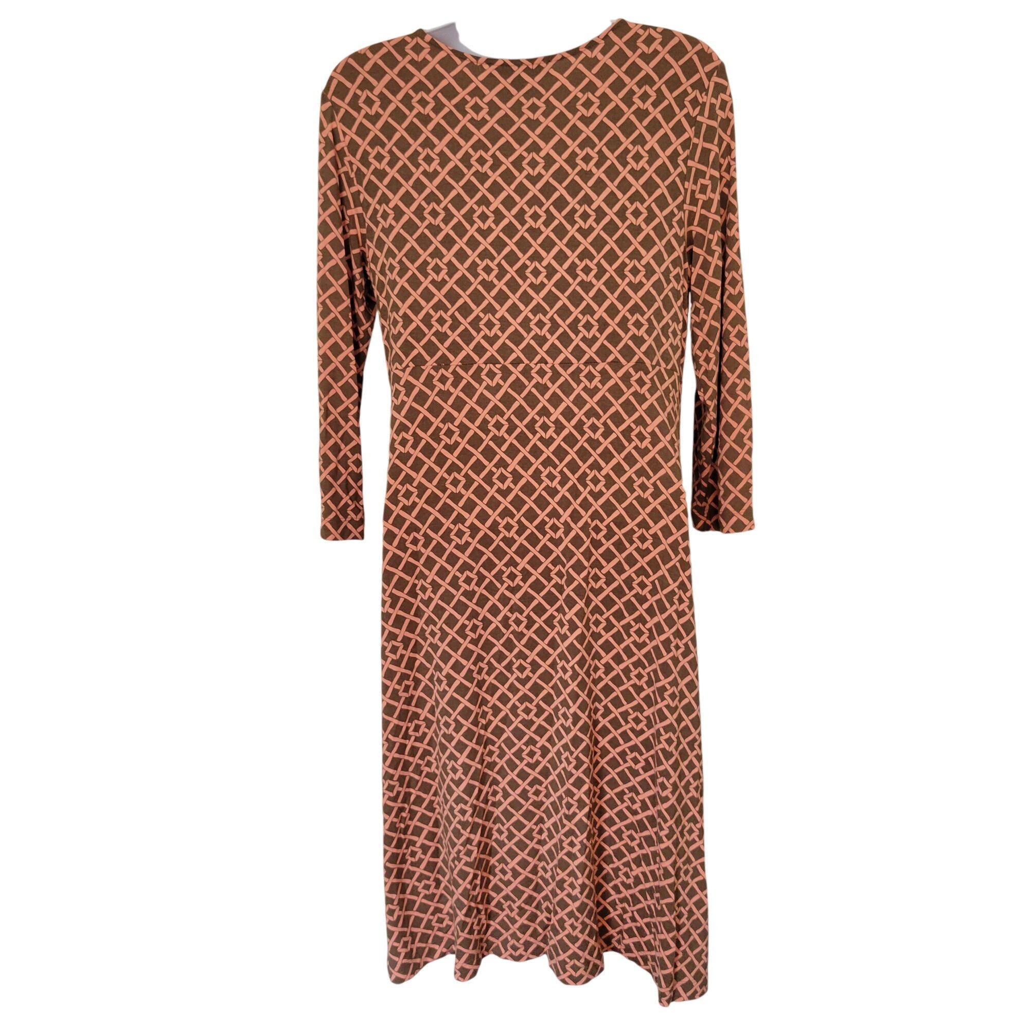 Tommy Bahama Tommy Bahama M Brown Coral Geometric Lattice Print V-Neck Mi Size M / US 6-8 / IT 42-44 - 4 Thumbnail
