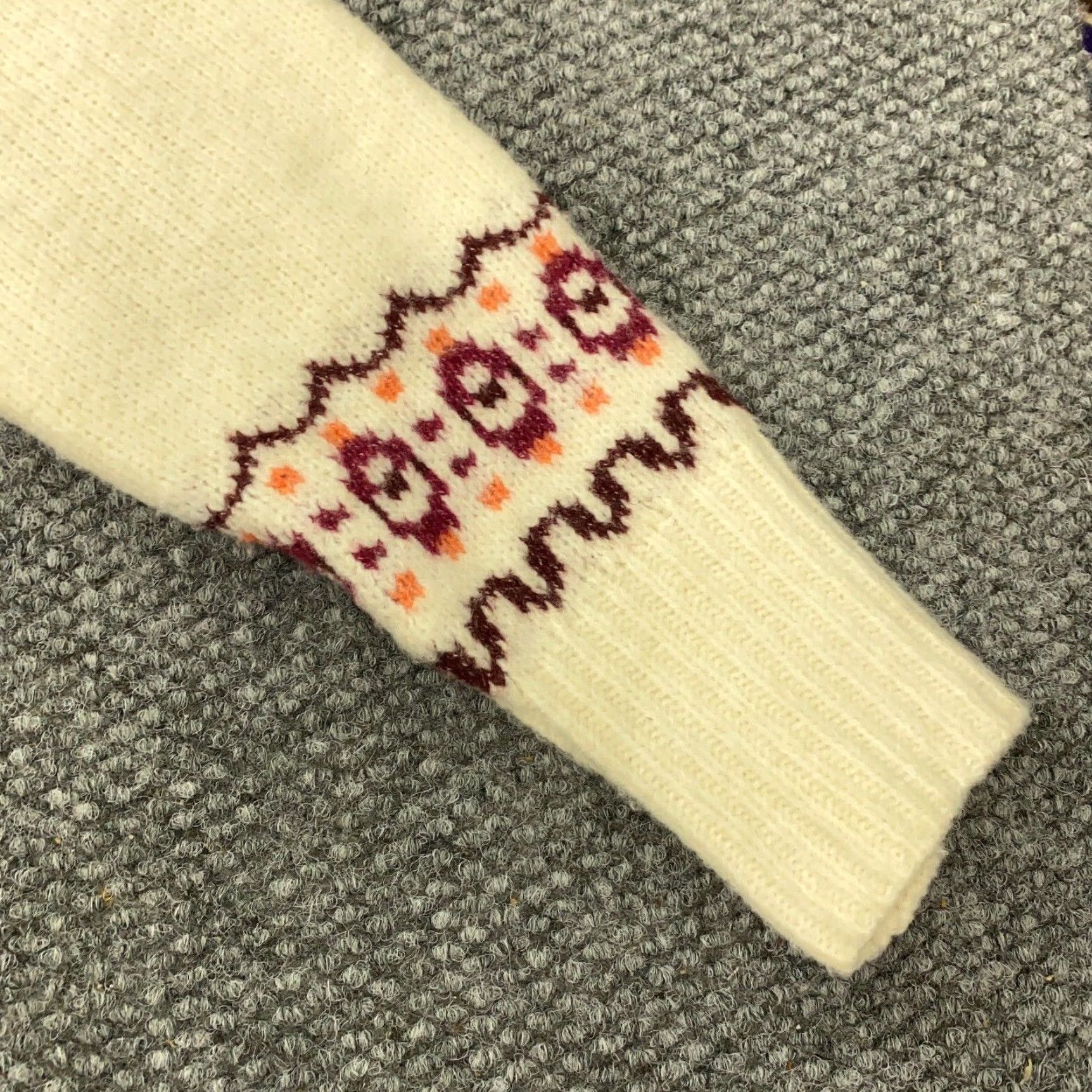 Vintage Cupcakes & Cashmere Sweater Womens XS Ivory Mock Neck Geometric Cable-Knit Pullover #1 Sweatshirt? Size XS / US 0-2 / IT 36-38 - 2 Thumbnail
