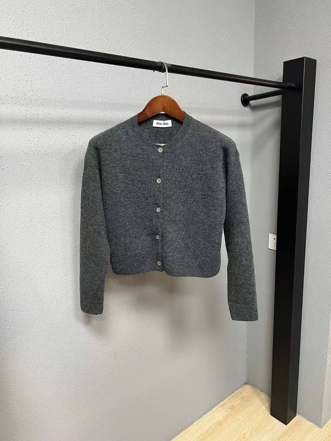 Miu Miu Miumiu Gray Slogan Cardigan Size S / US 4 / IT 40 - 1 Thumbnail