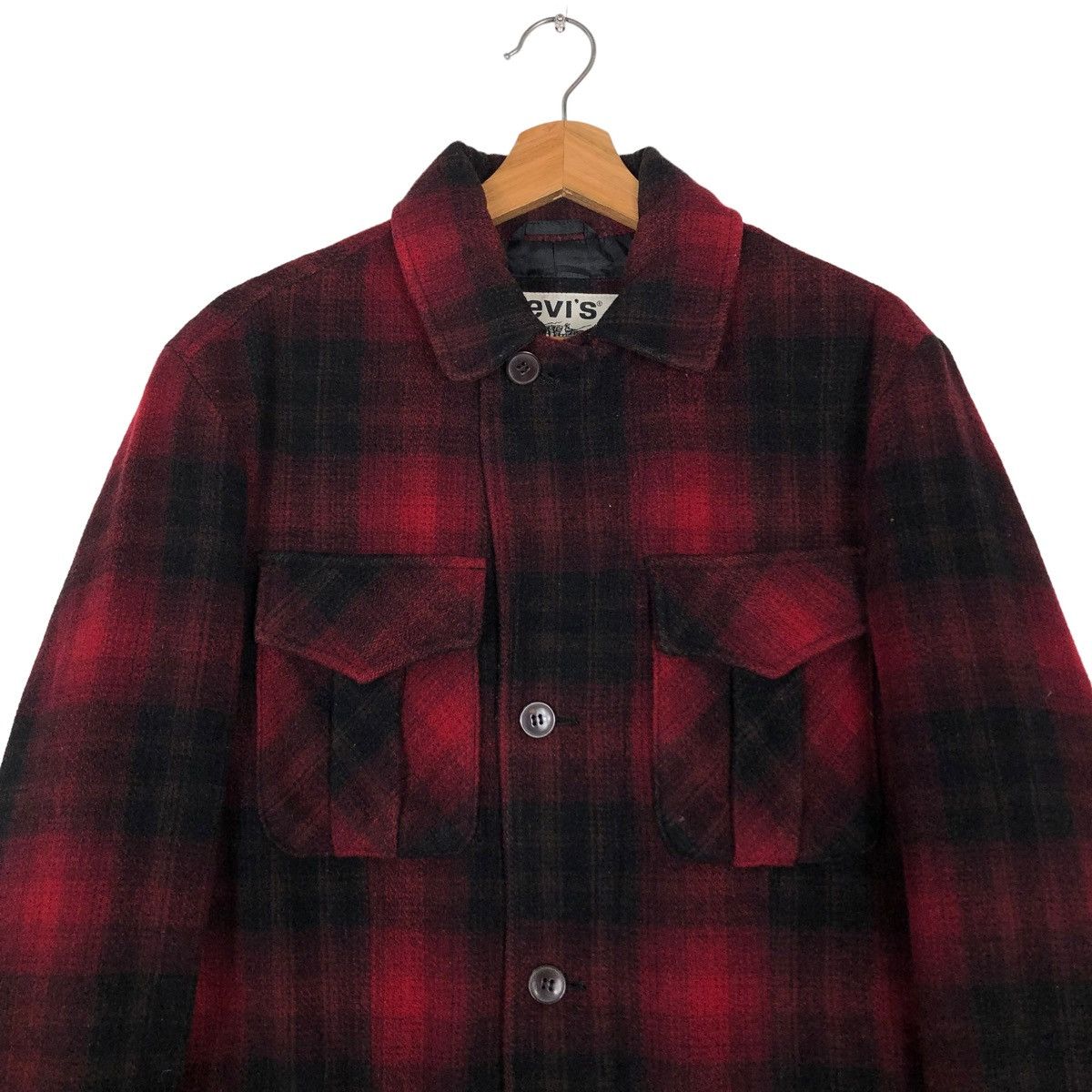 Japanese Brand 🔥VINTAGE LEVI FLANNEL WOOL JACKET TARTAN DESIGN PUNK STYLE Size US M / EU 48-50 / 2 - 3 Thumbnail