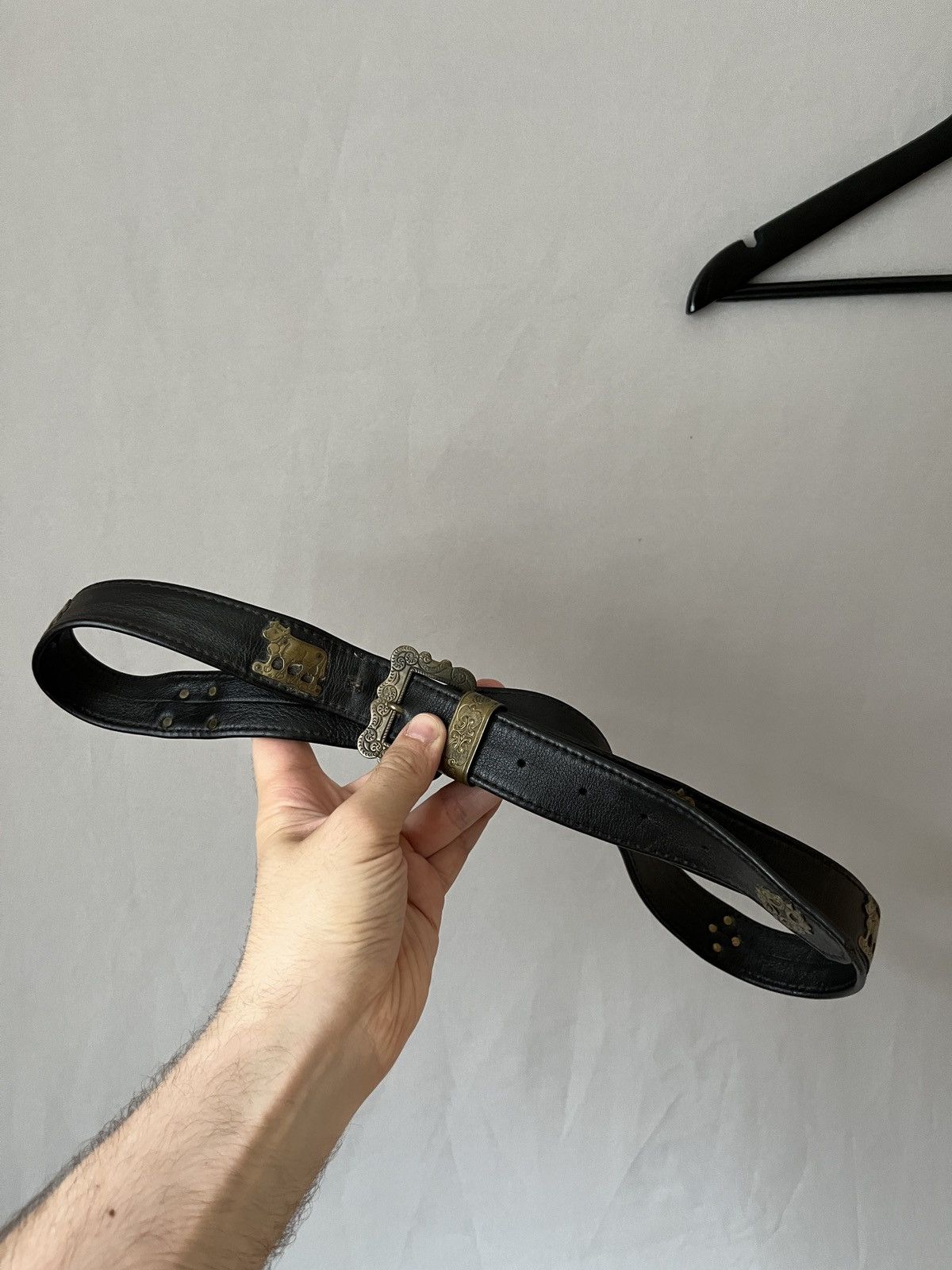Vintage Vintage Avant Garde Tyrol Cows Ethno Leather Belt Size ONE SIZE - 8 Thumbnail