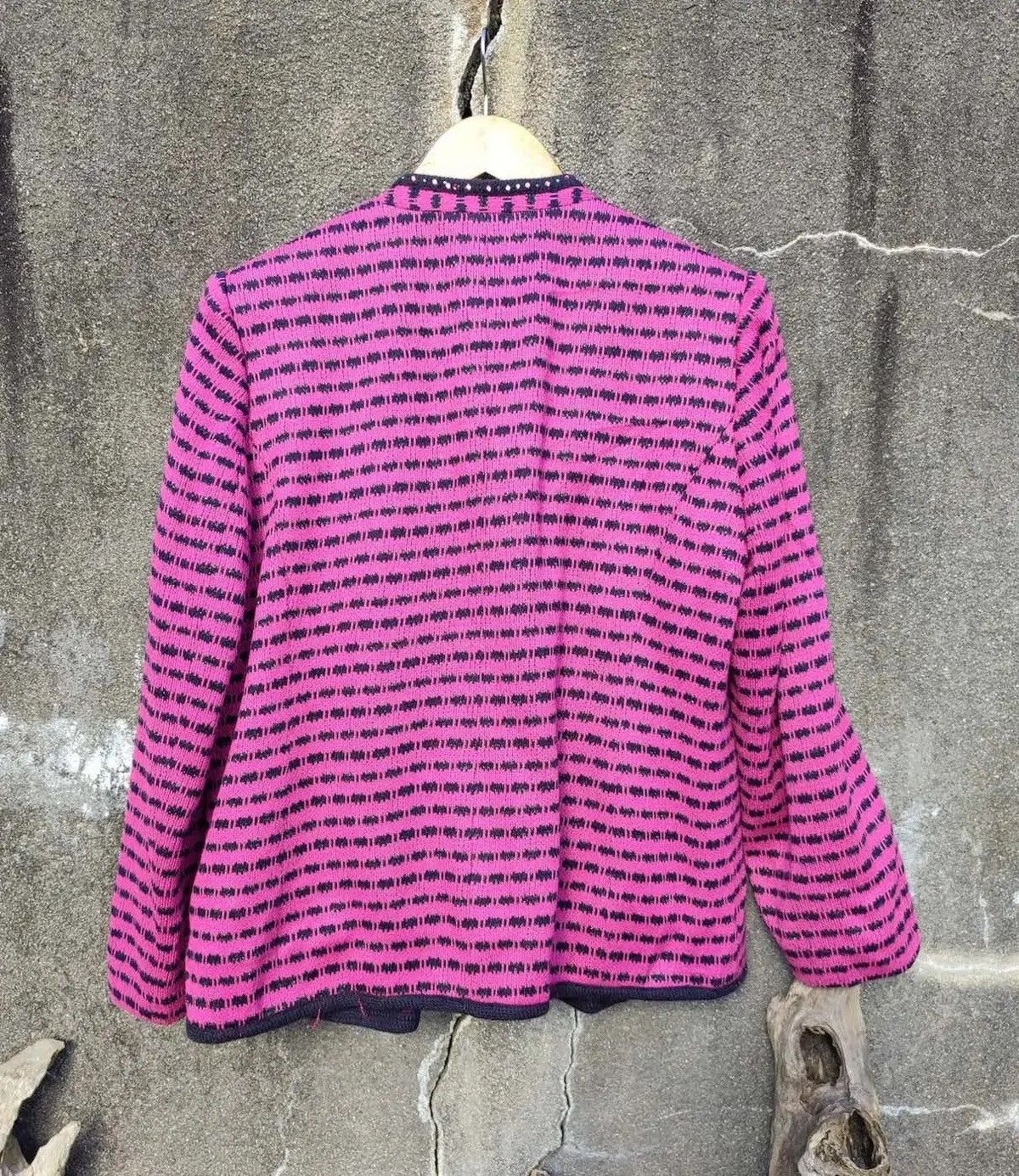 Vintage Shalom Made in Italy Vintage Knit Jacket Pink Black Pattern Size M / US 6-8 / IT 42-44 - 6 Thumbnail