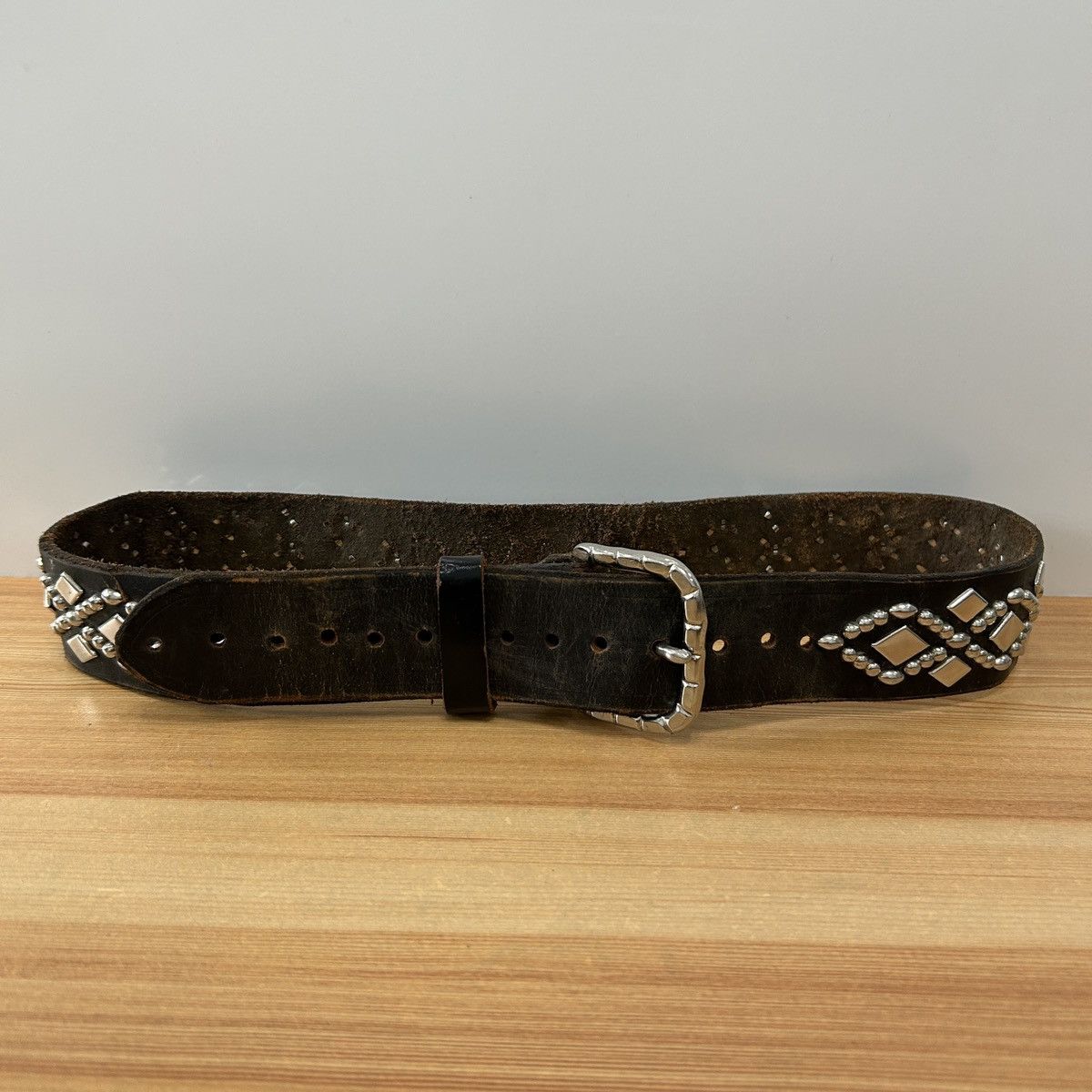 Vintage studded leather belt