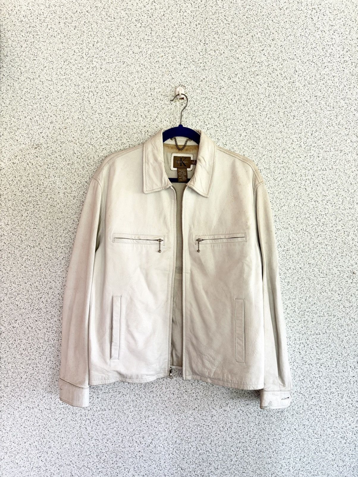 Calvin Klein Calvin Klein Cream Leather Jacket Rare Minimalist Boxy Fit Size US S / EU 44-46 / 1 - 6 Thumbnail