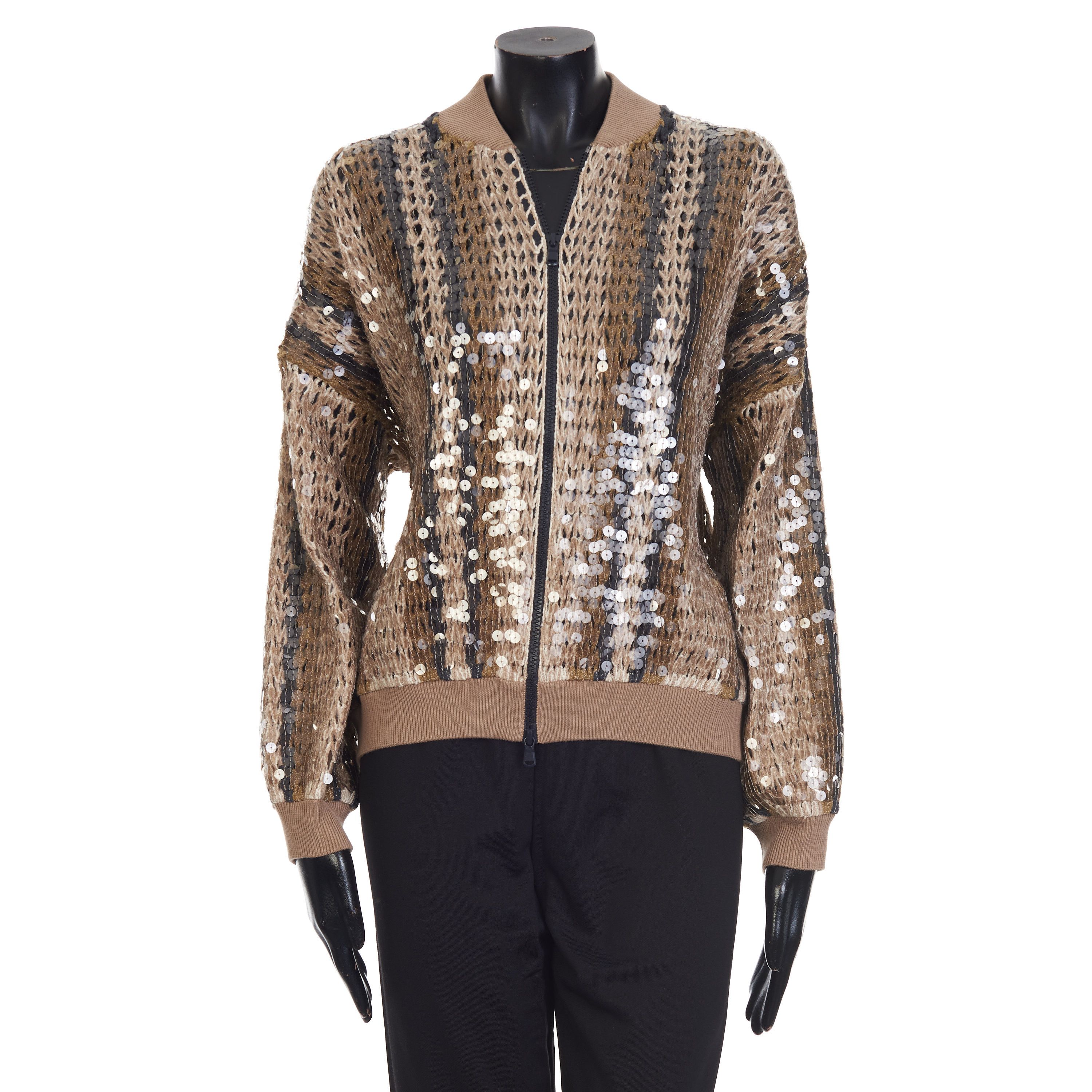 Brunello Cucinelli Stripe Embroidery Bomber Jacket - Jute & Cotton Size M / US 6-8 / IT 42-44 - 3 Thumbnail