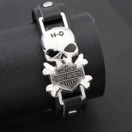 Jewelry × Leather Gothic Leather Punk Skull Bracelet Size ONE SIZE - 3 Thumbnail