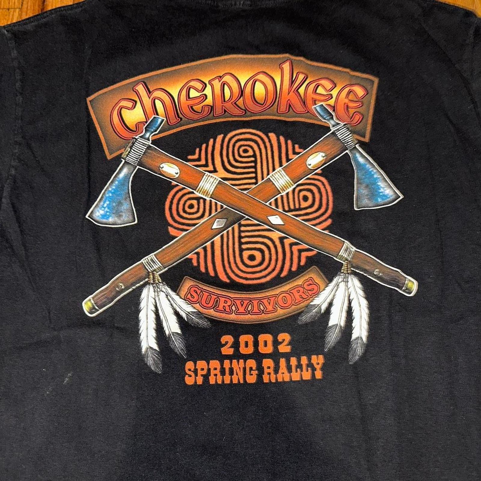 Cherokee × Harley Davidson × Vintage Vintage Cherokee Survivors Motorcycle Harley Davidson Tee L Size US L / EU 52-54 / 3 - 4 Thumbnail