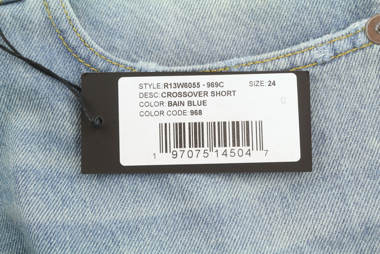 R13 CROSS OVER 24 Bain Blue Asymmetric Button Shorts 89413 Size 24" / US 00 / IT 34 - 10 Thumbnail