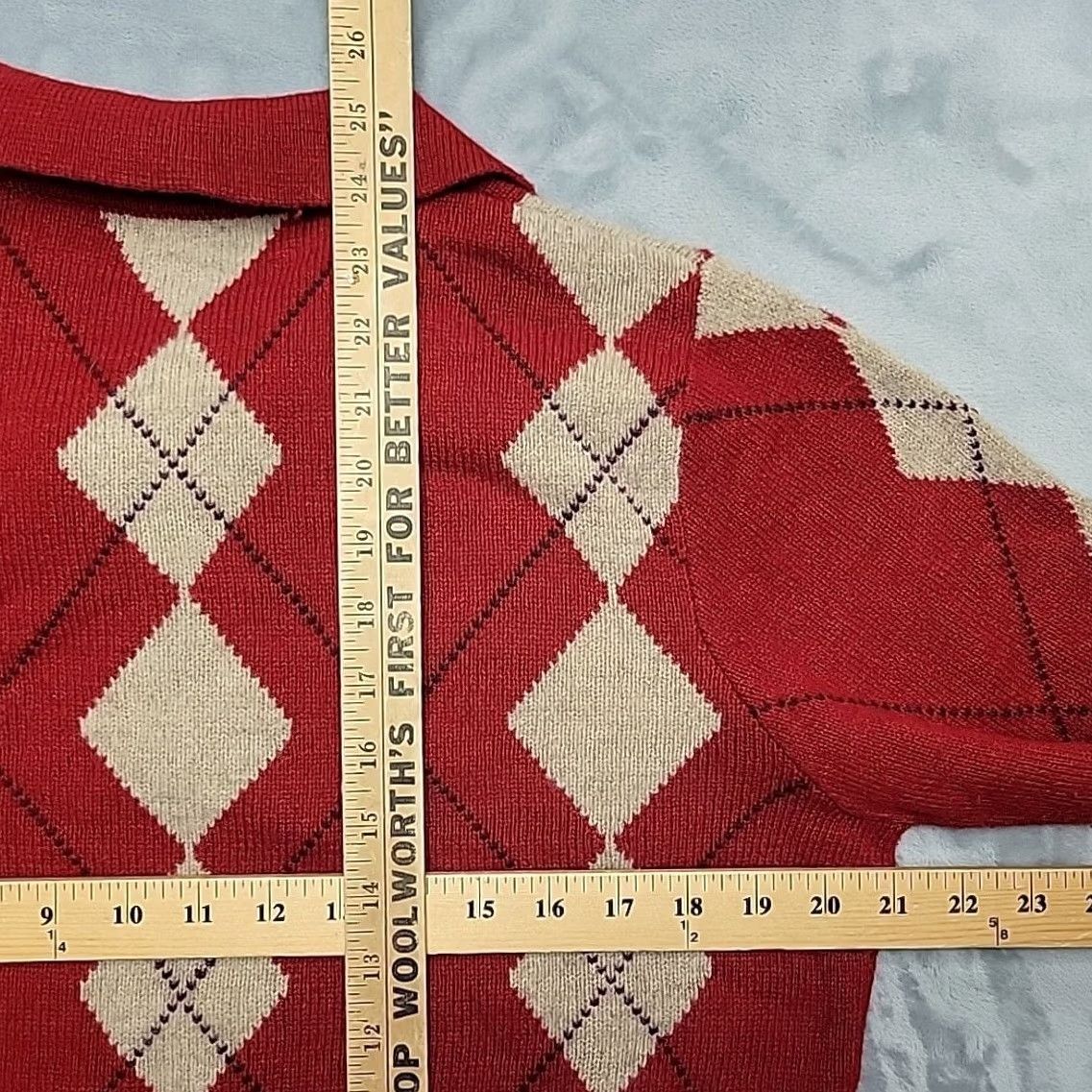Old Navy VINTAGE Old Navy Sweater Women XL Red Argyle Lambswool Collared Preppy Y2K Retro Pullover Knits Womens Size XL / US 12-14 / IT 48-50 - 6 Thumbnail